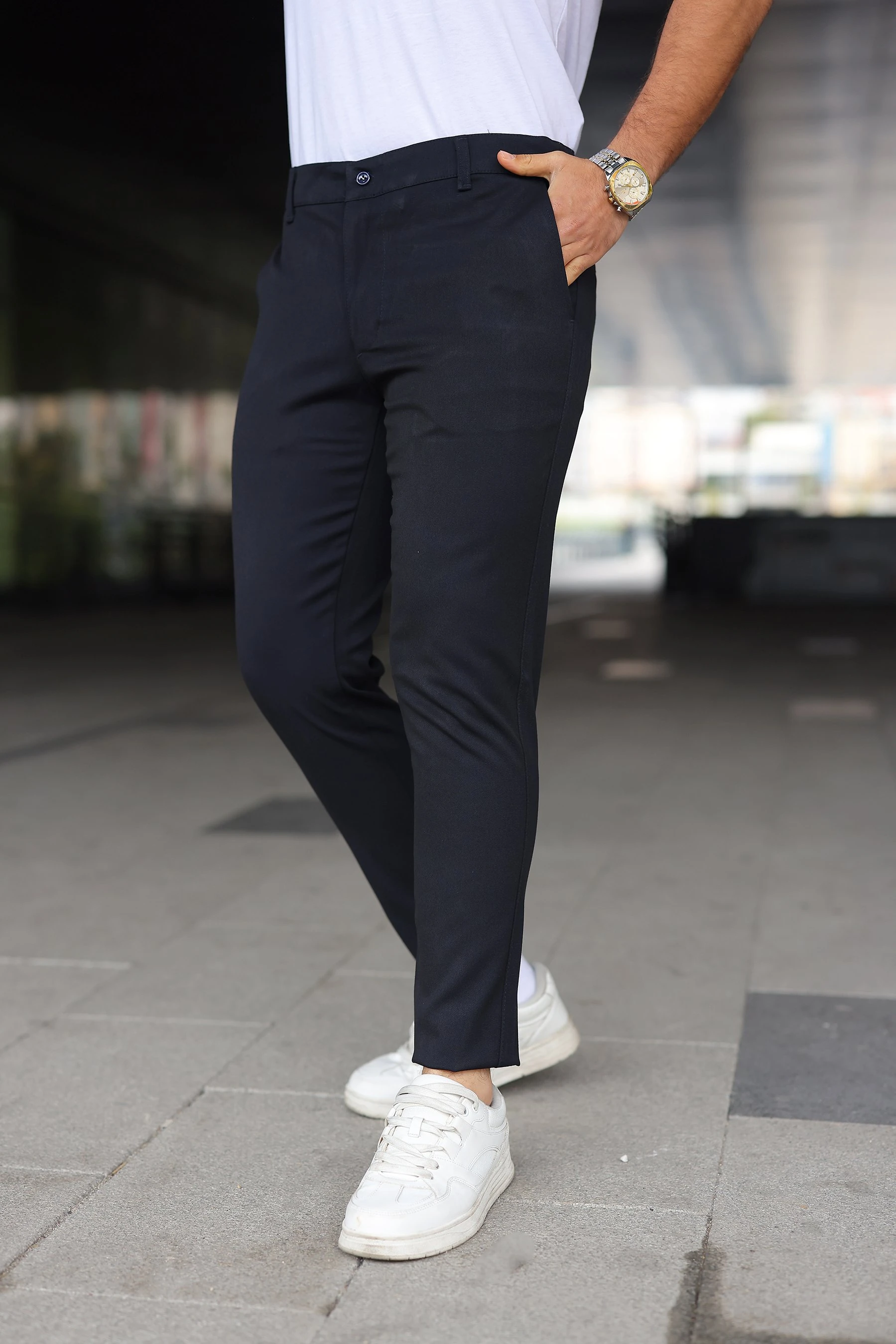 Erkek Slim Fit Likralı Gabardin Pantolon