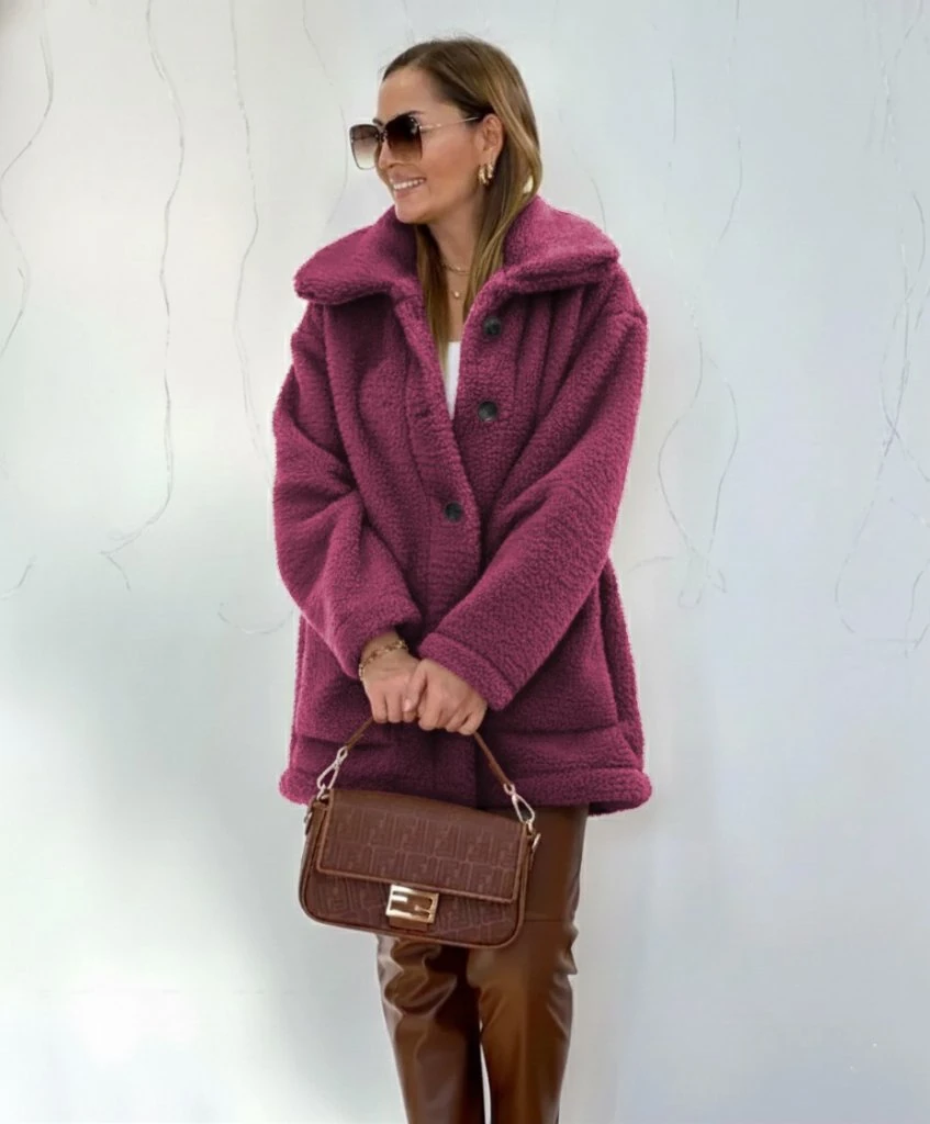 Kadın Uzun Kollu Yakalı önden Düğmeli Welsoft Kaban