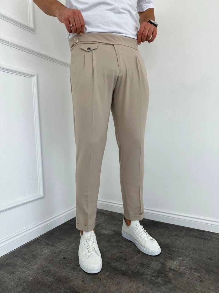 Erkek Bel Toka Detaylı Pileli Old Money Pantolon