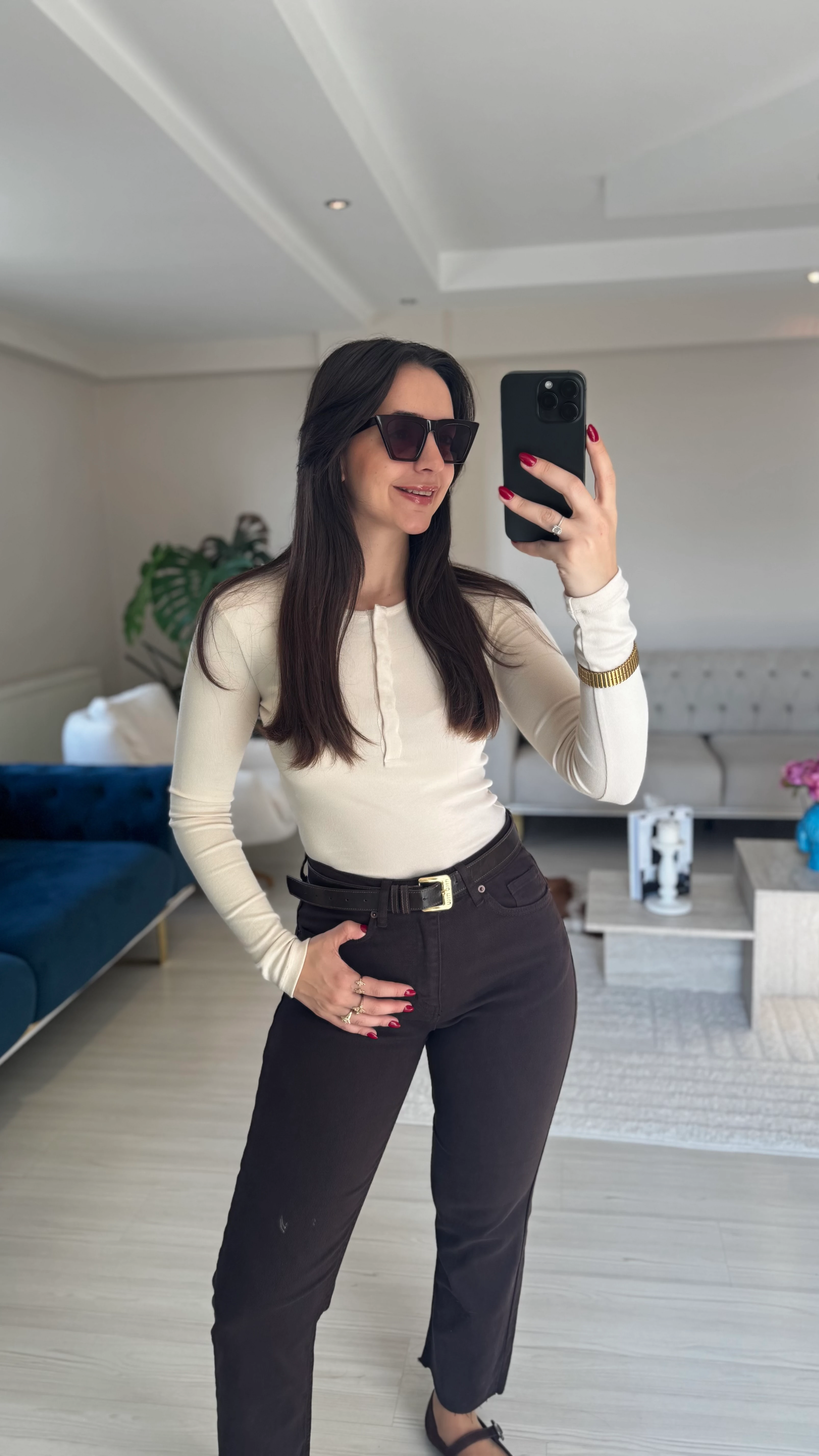 Boyfit Kesik Paça Jean - Kahverengi