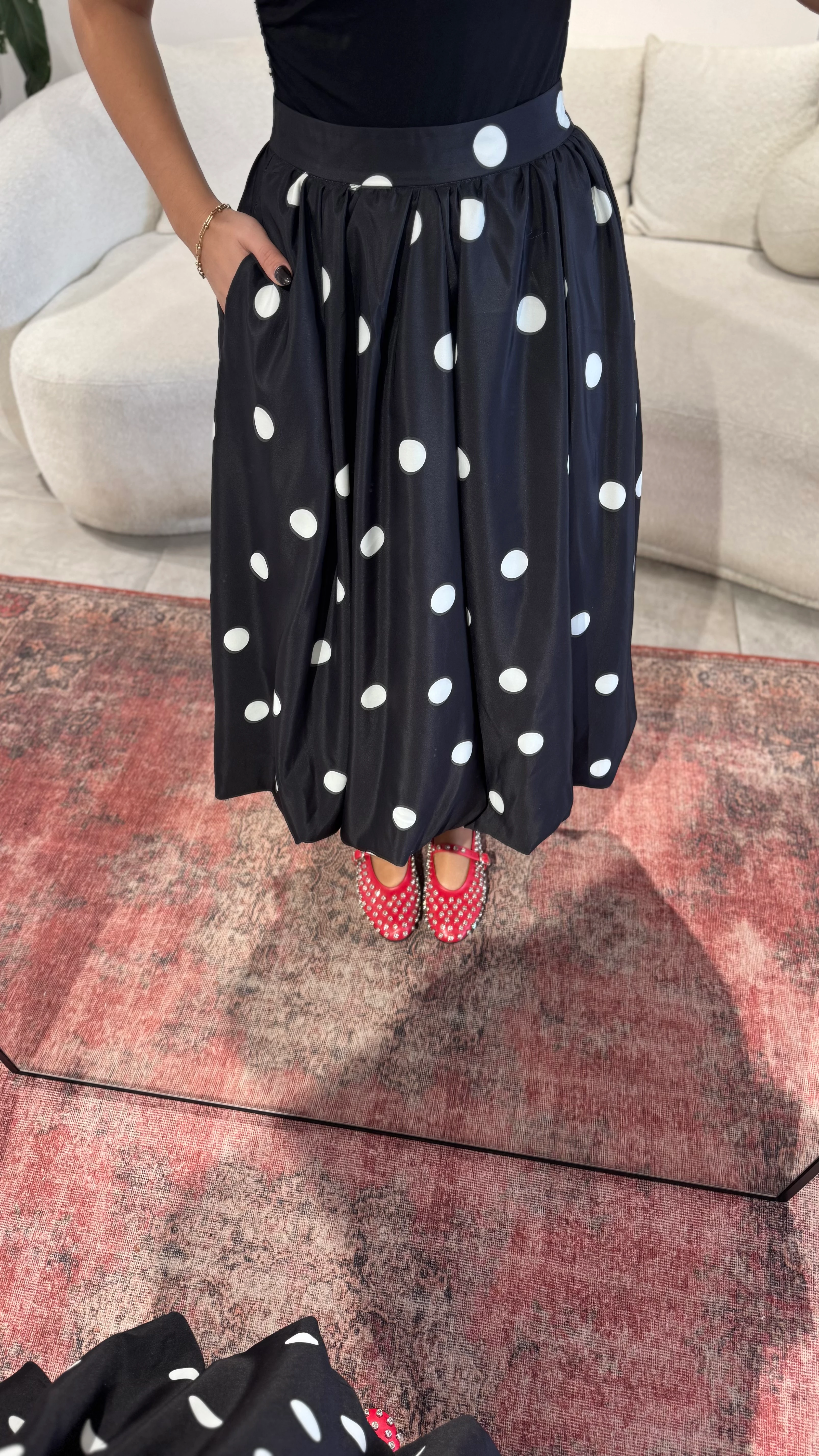 Siyah Puantiyeli Etek