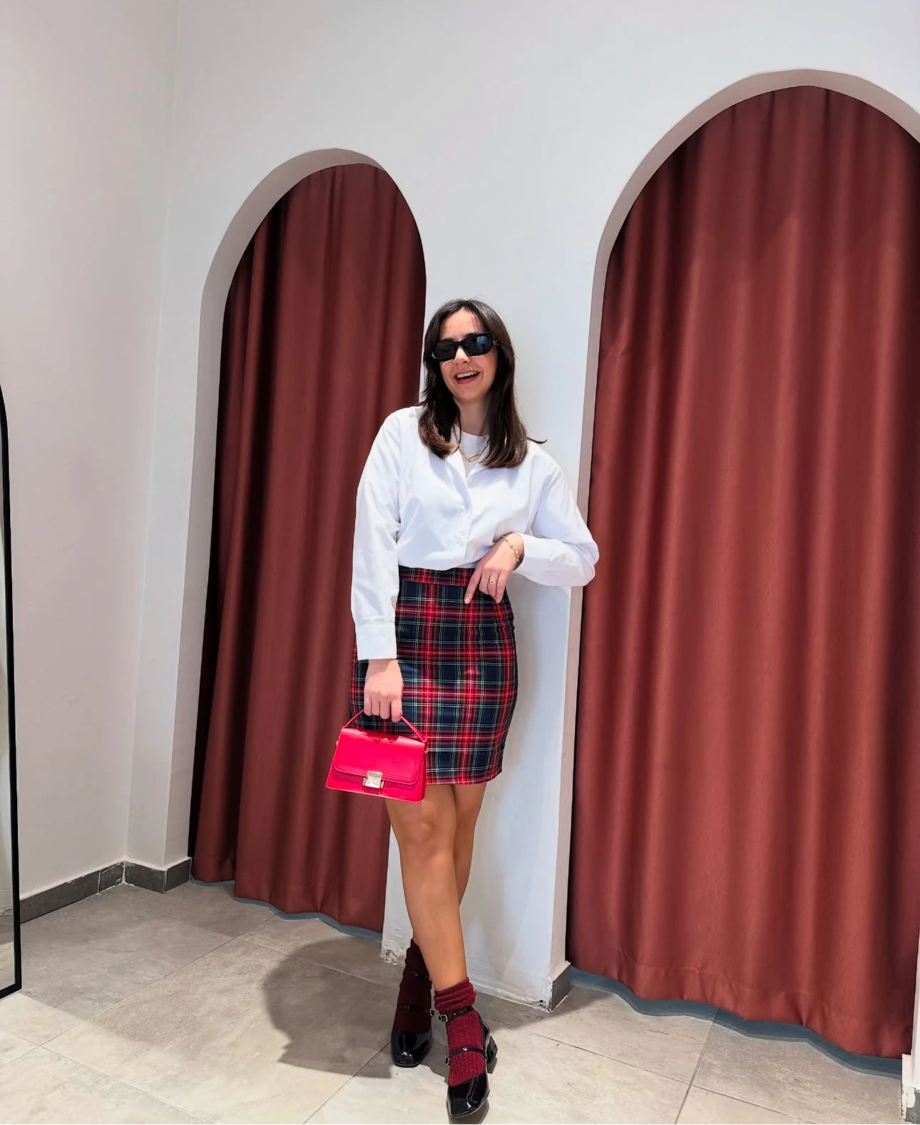 Etek Kırmızı Ekose