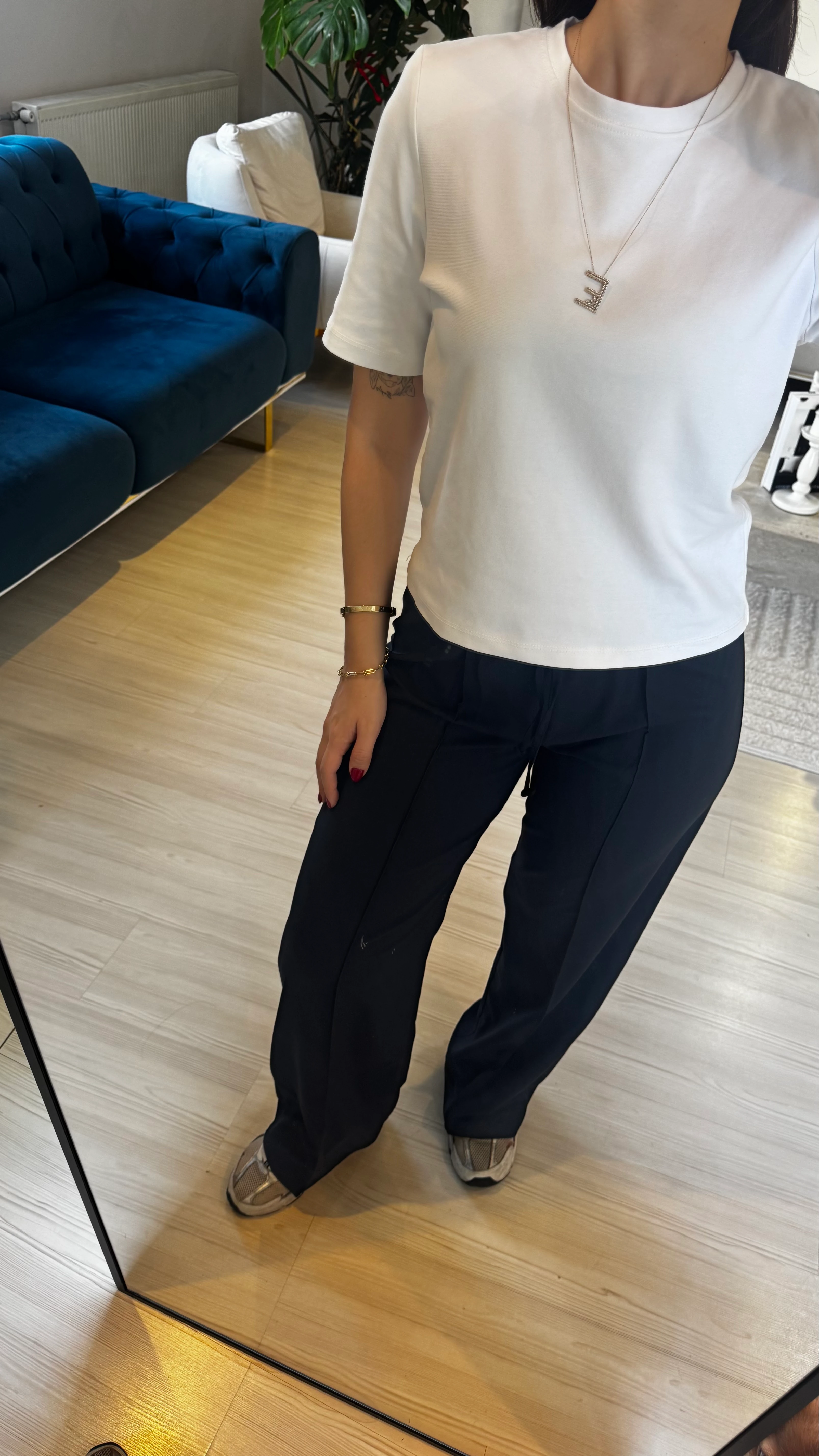 Lacivert Beli Lastikli Pantolon