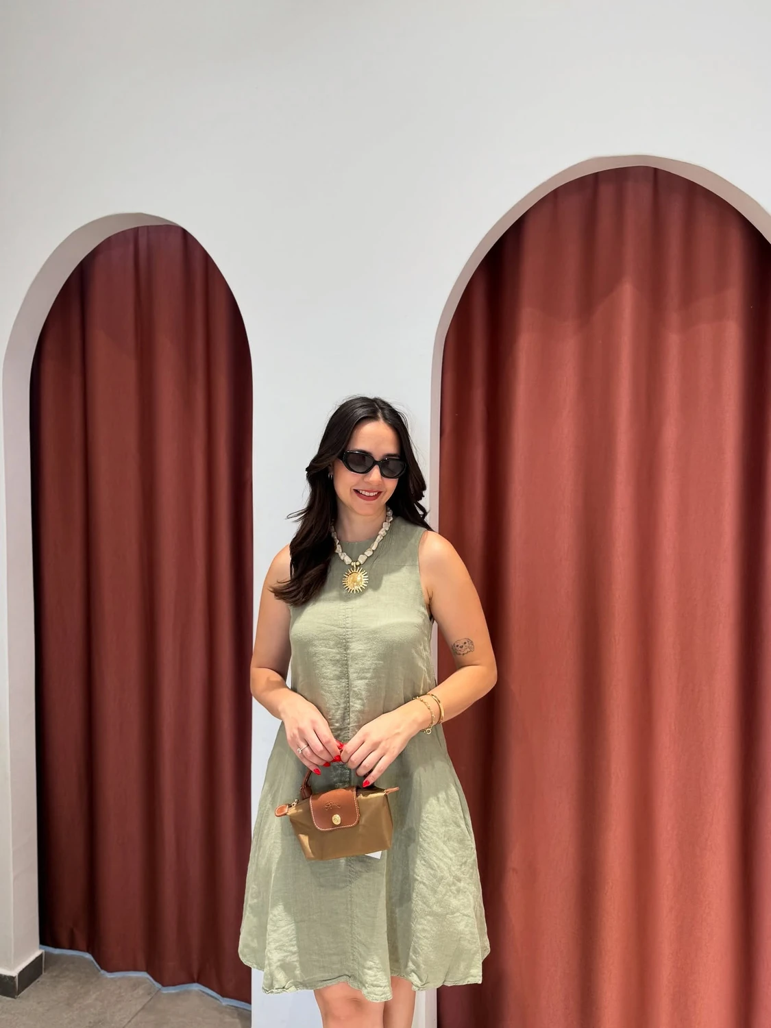 Elbise Haki Sıfır Kol Keten