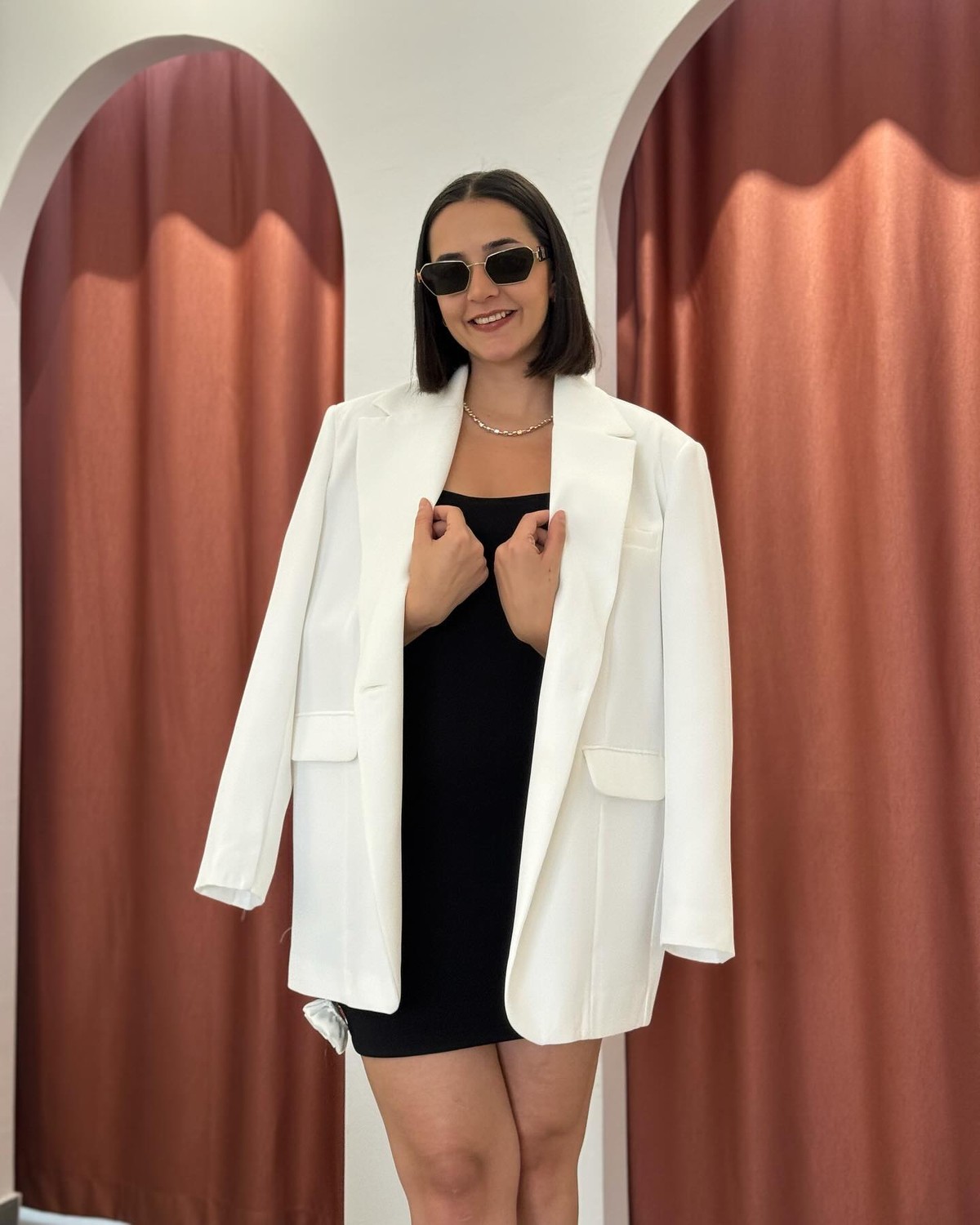 Blazer Beyaz Premium Kalite Oversize main variant image