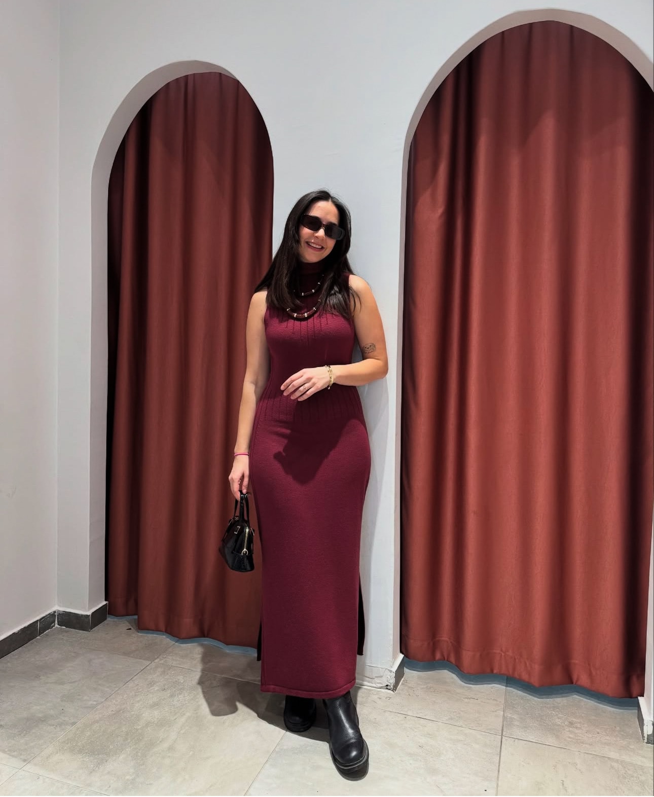 Elbise Triko Dilvin Bordo image
