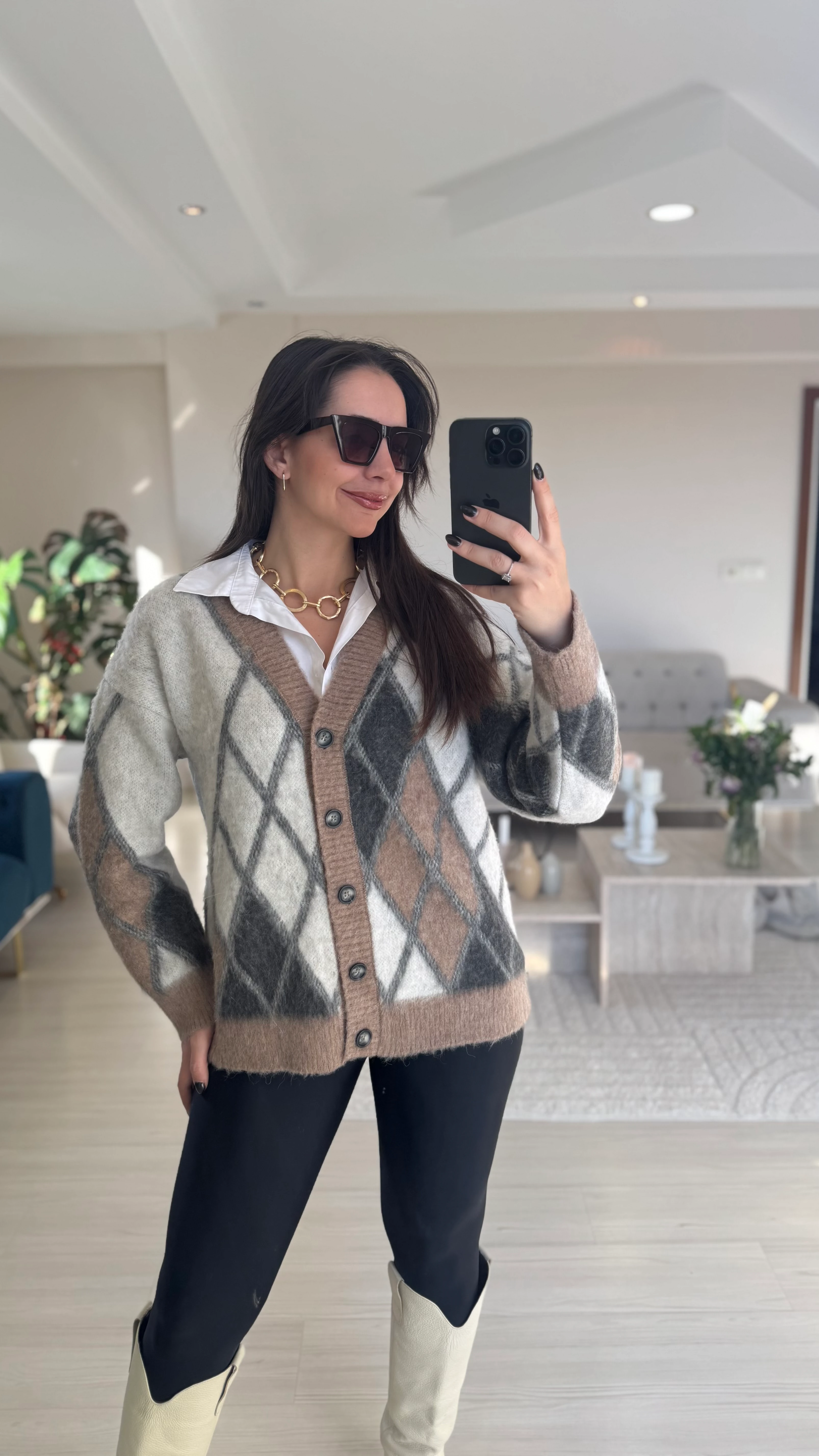 Baklava Desen Vizon Hırka