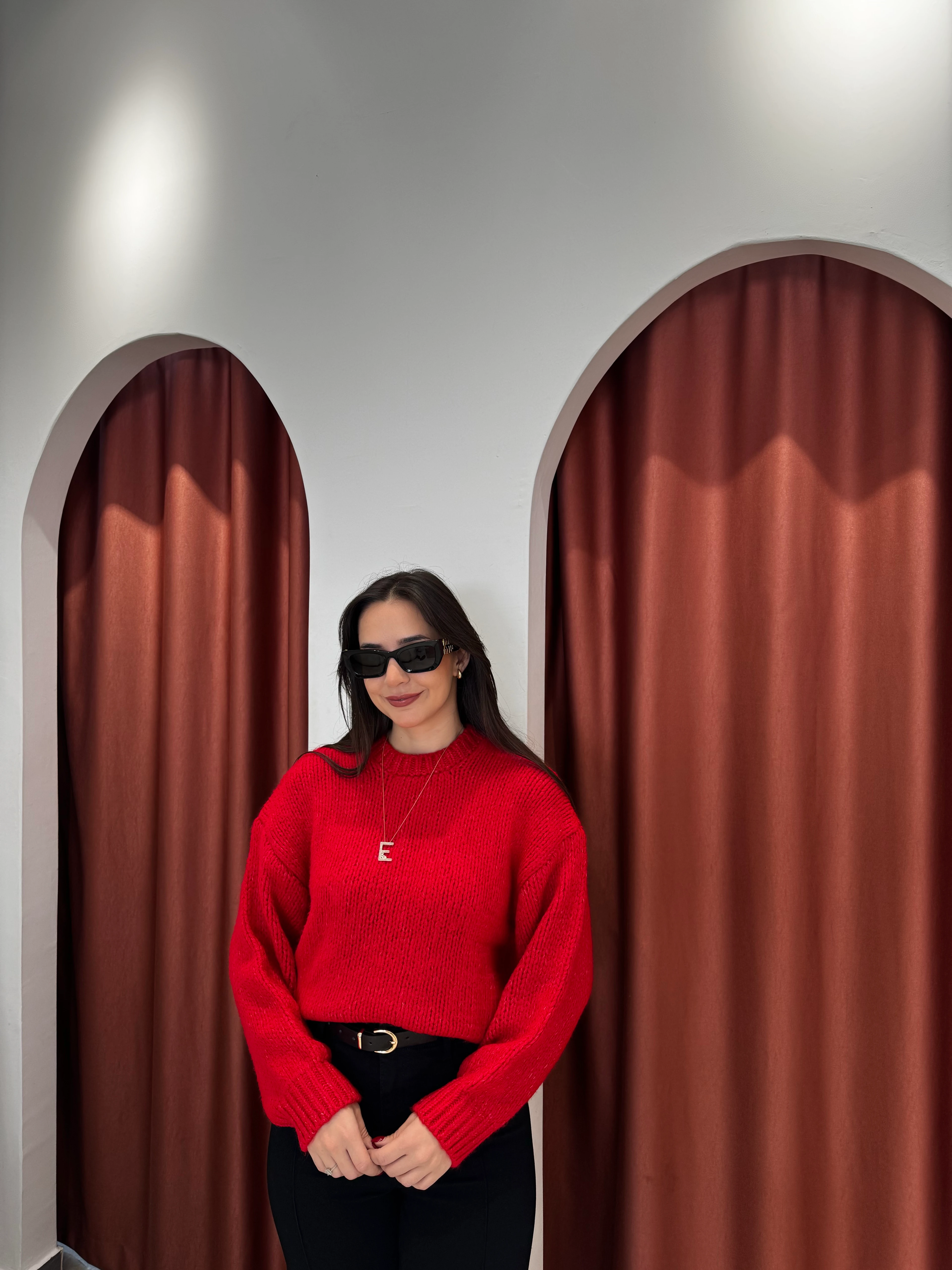 Kırmızı Uzun Kollu Kazak