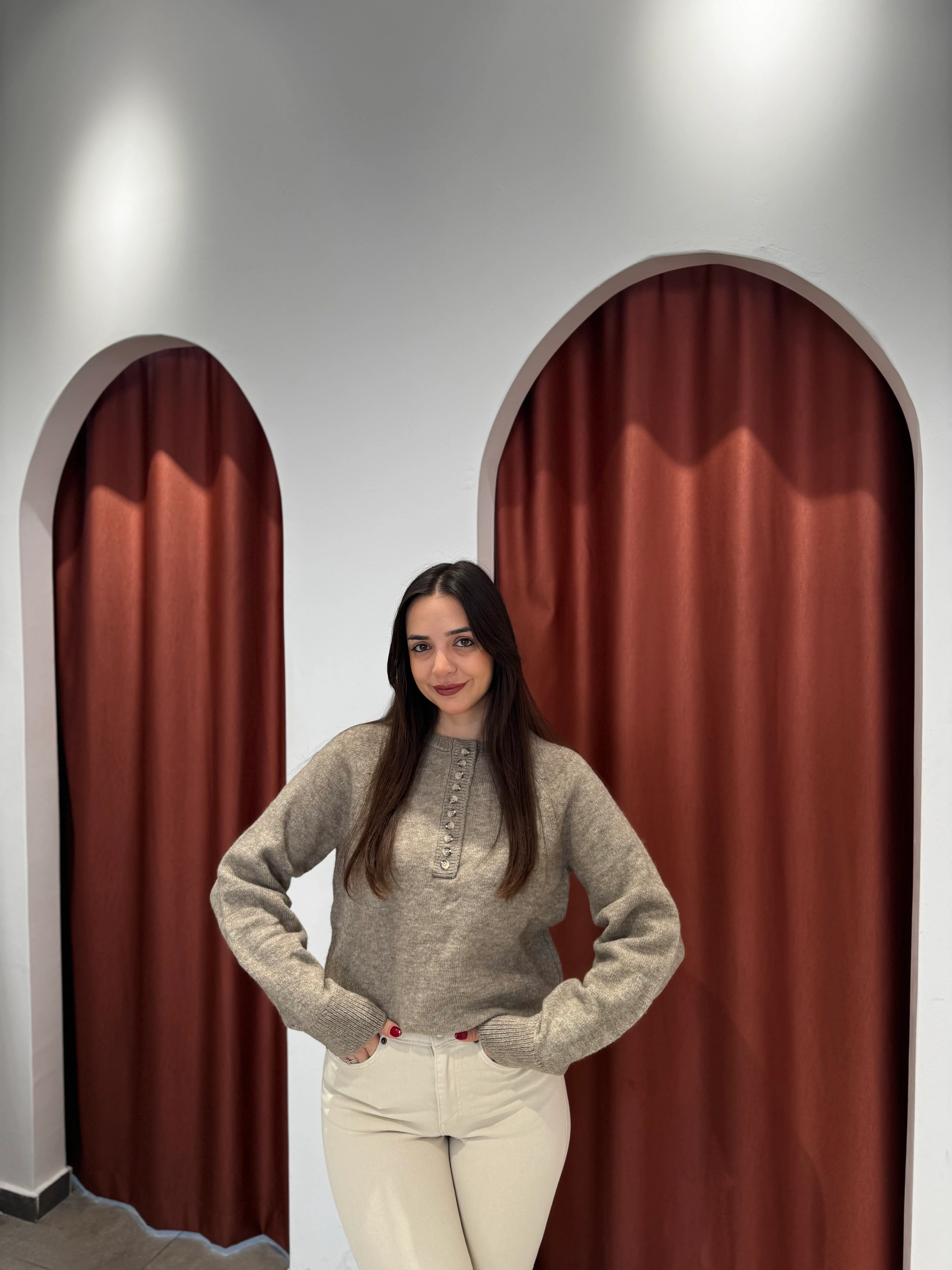 Düğmeli Vizon Kazak