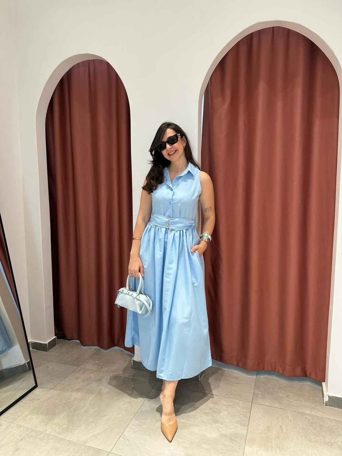 Elbise Kemer Detaylı Mavi main variant image