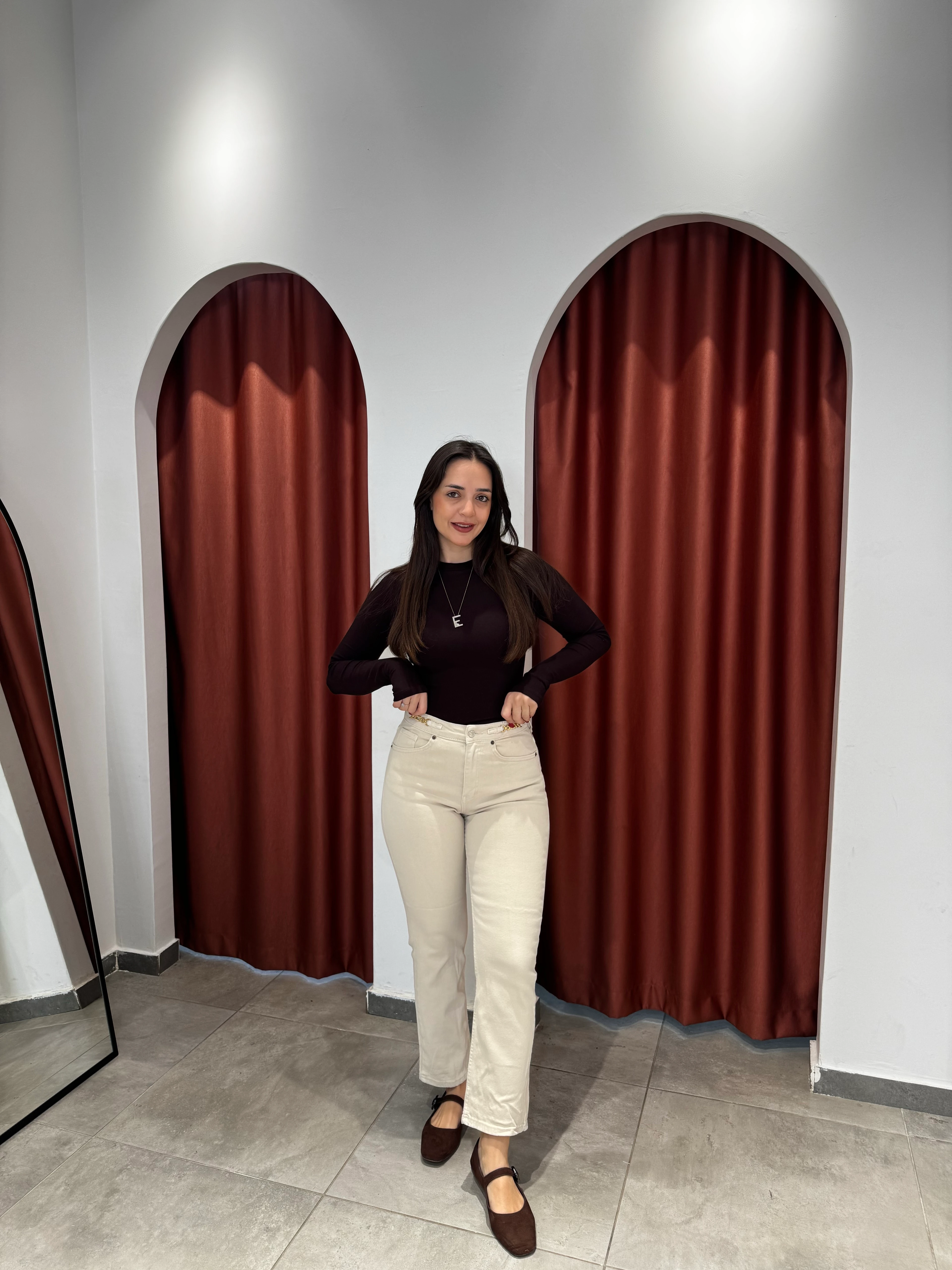 Ekru Zincirli Cos Jean