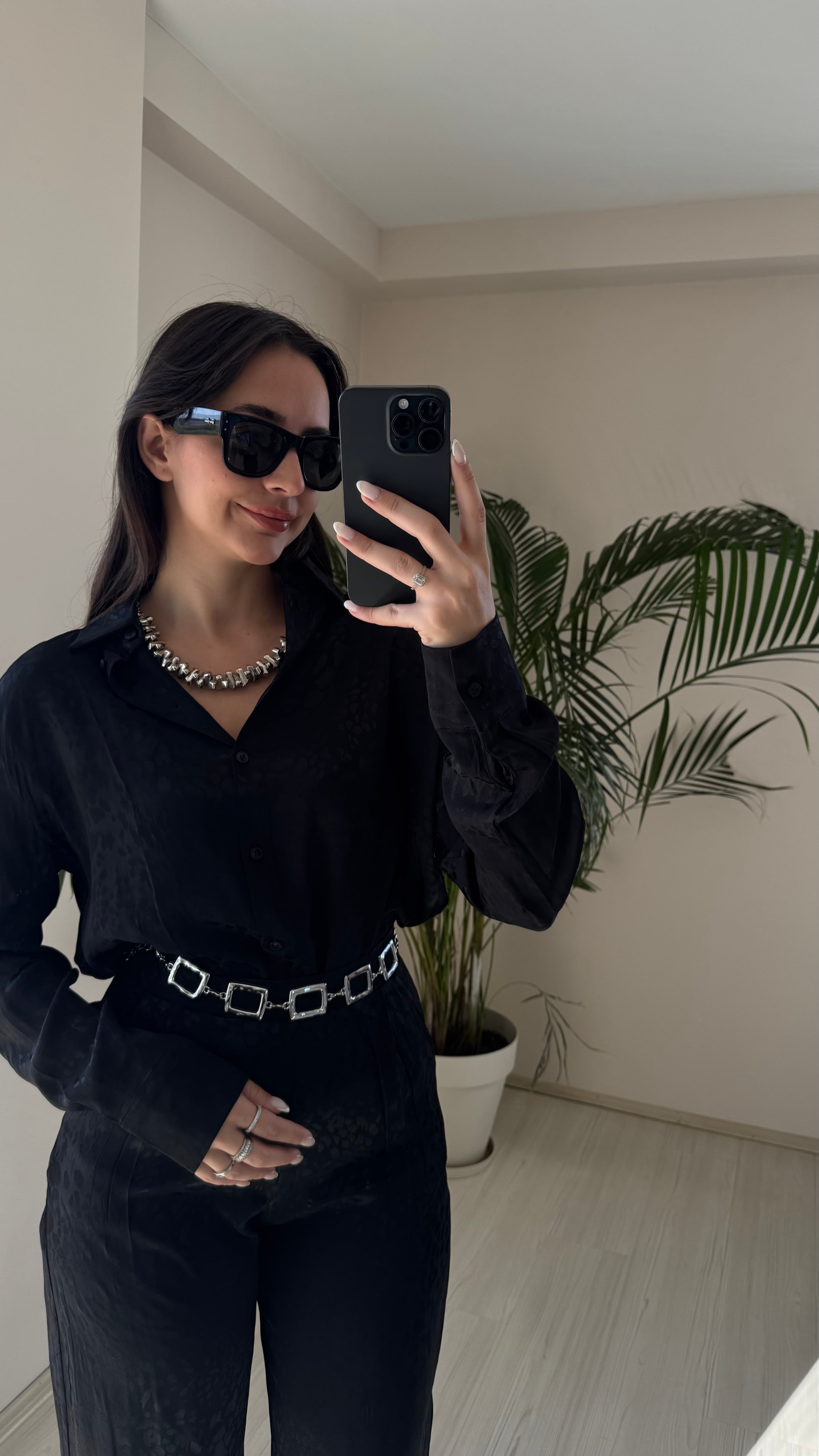 Saten Gömlek Siyah