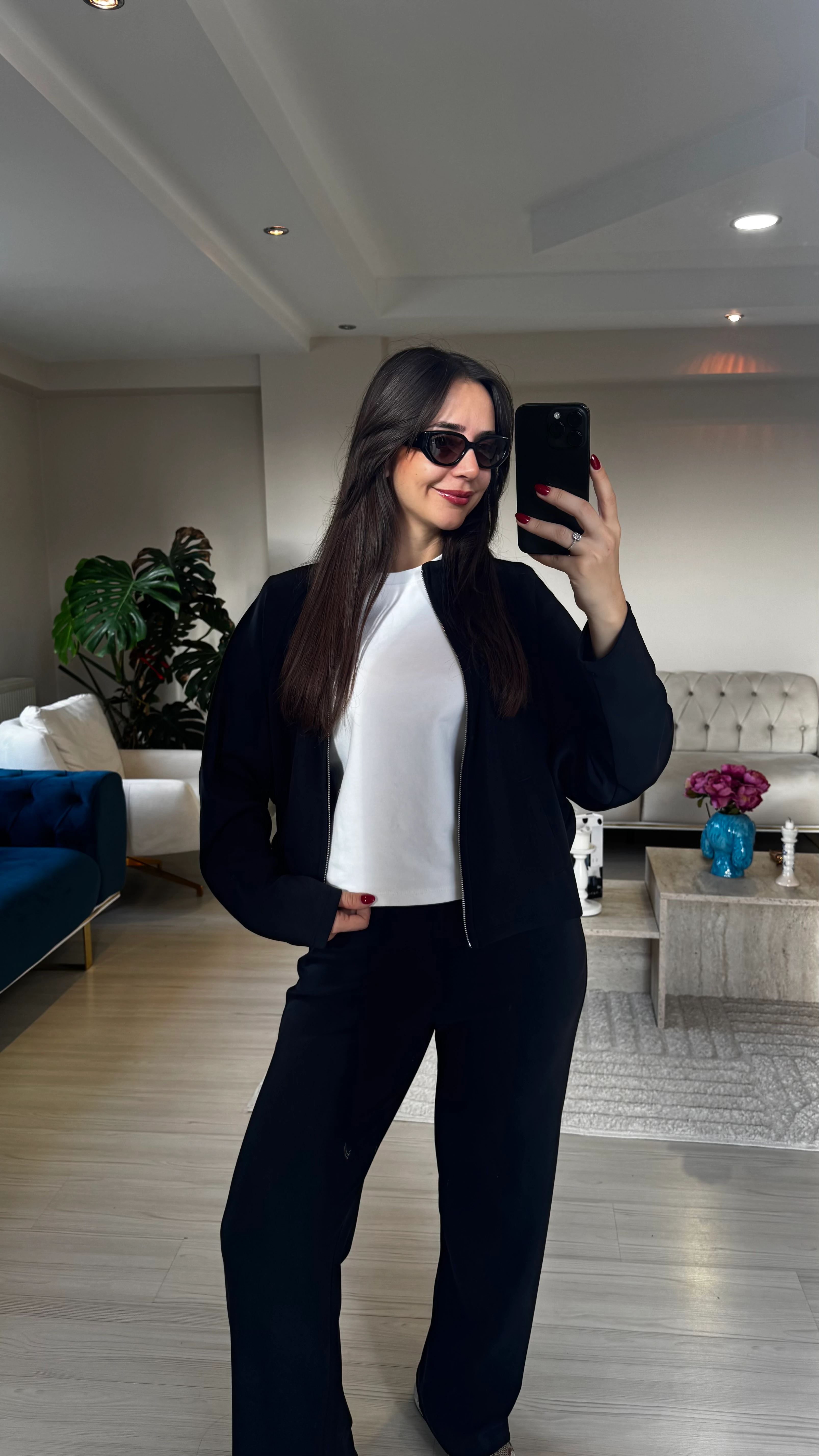 Arkası Pileli Antrasit Takım