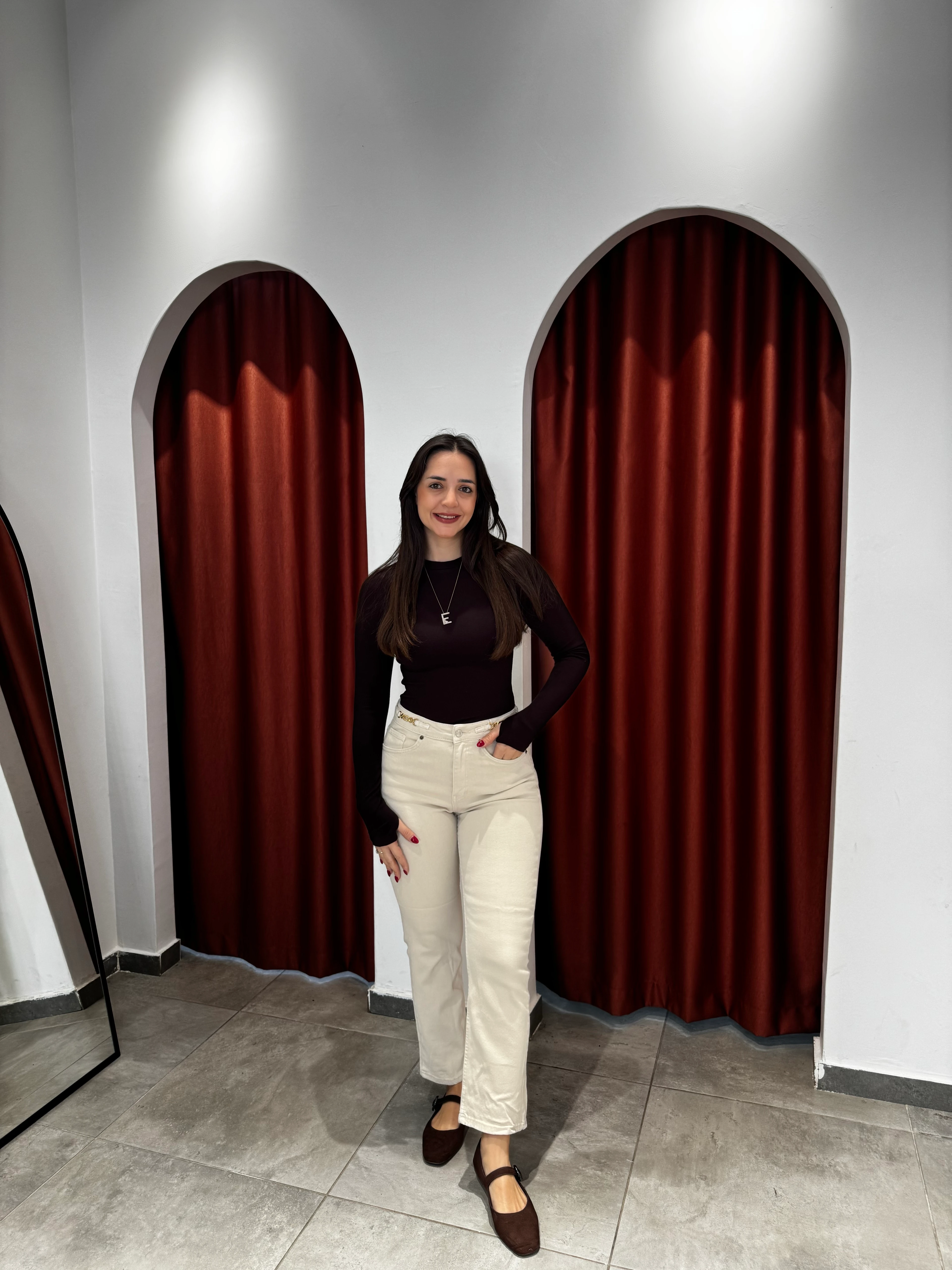 Ekru Zincirli Cos Jean