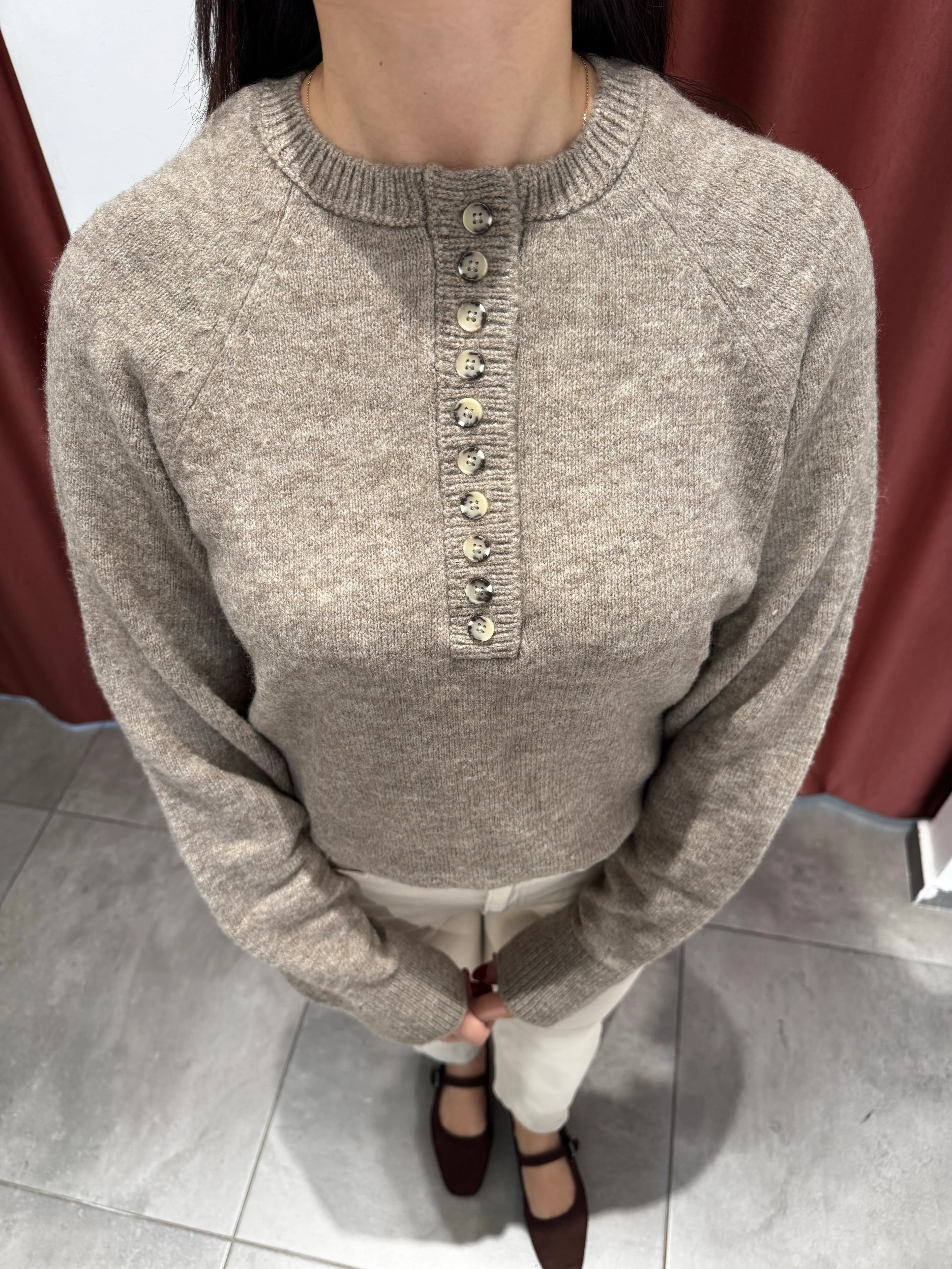 Düğmeli Vizon Kazak