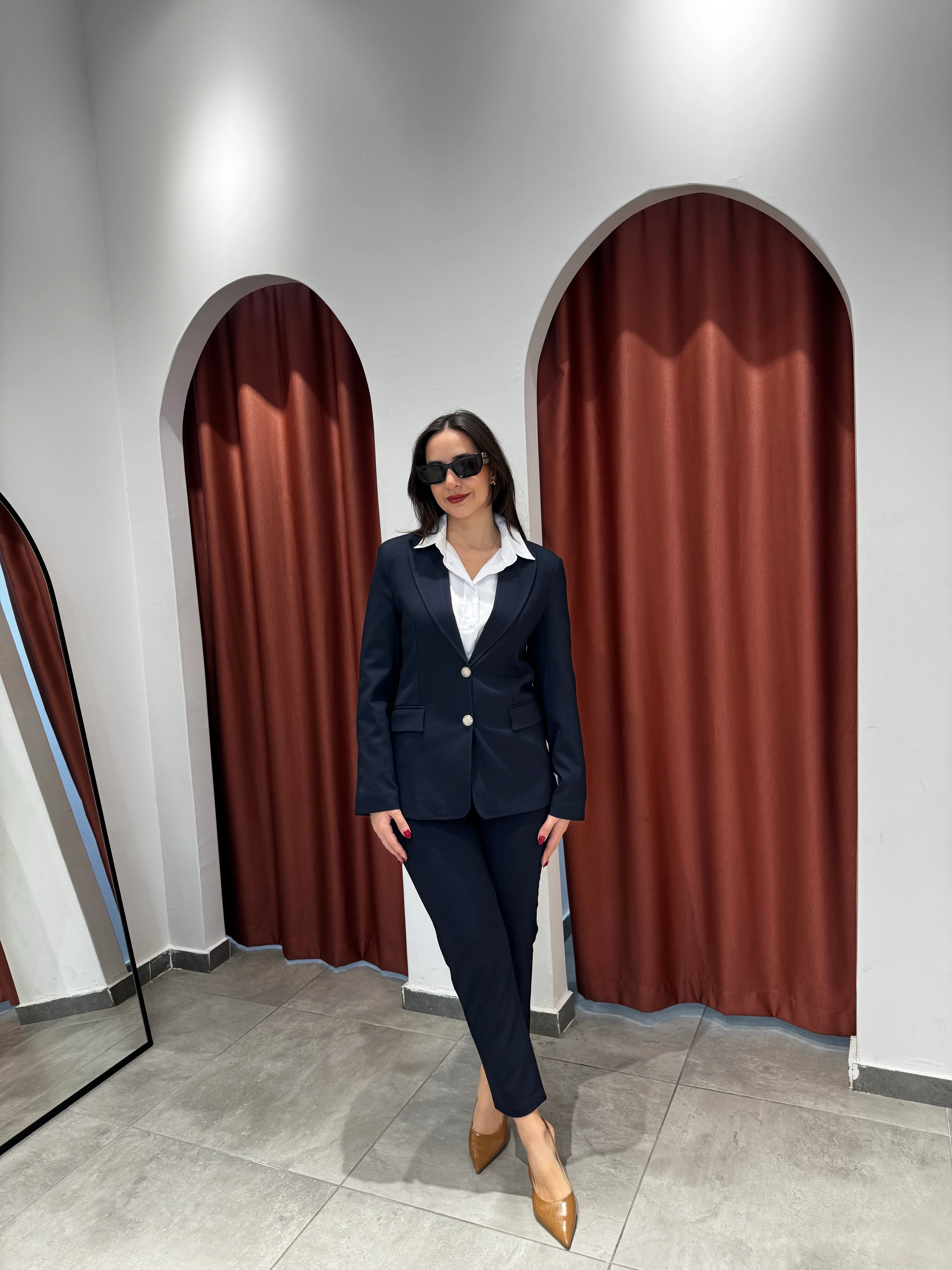 Lacivert Gümüş Düğmeli Blazer main variant image