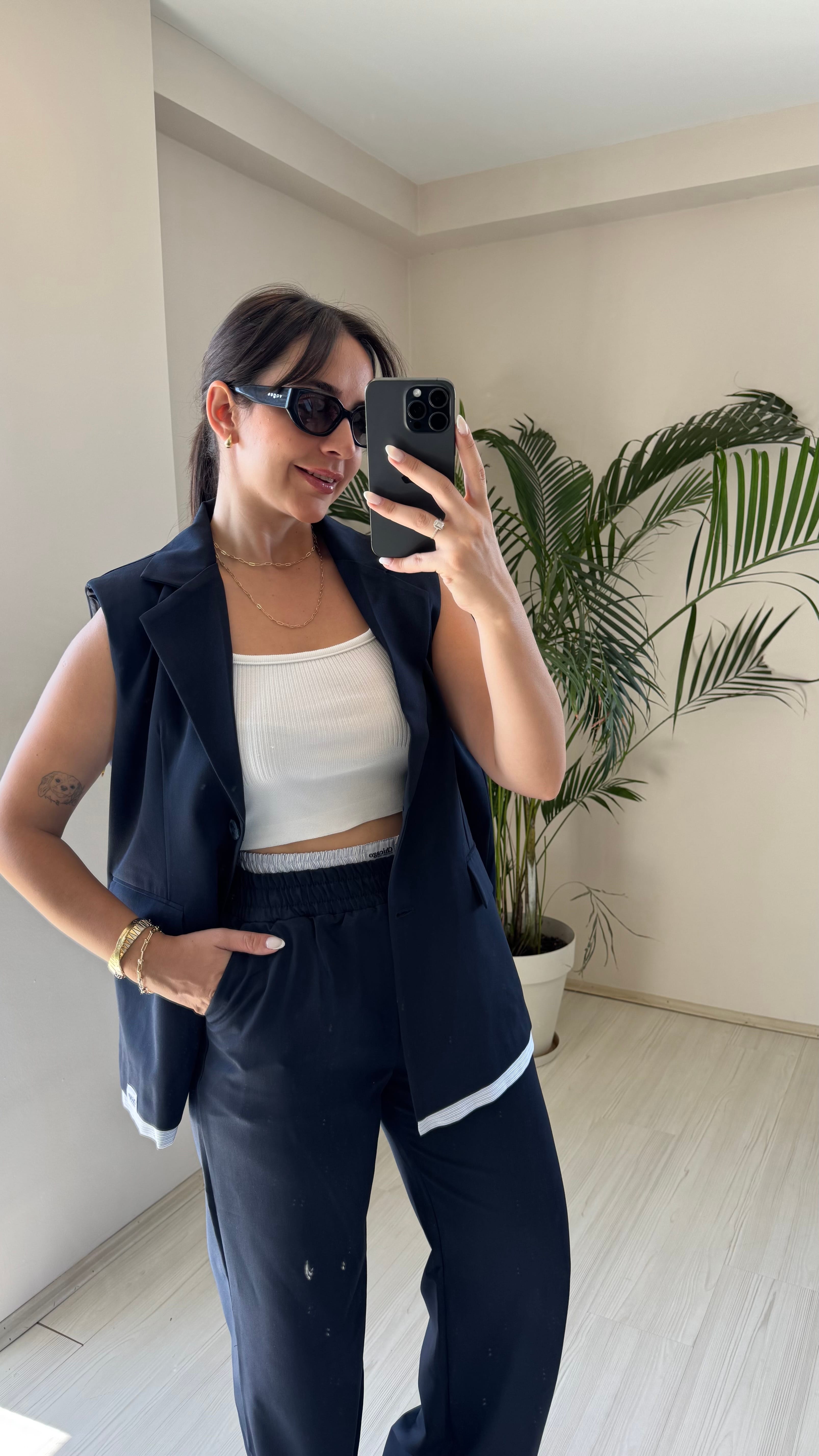 Lacivert Yelek Oversize