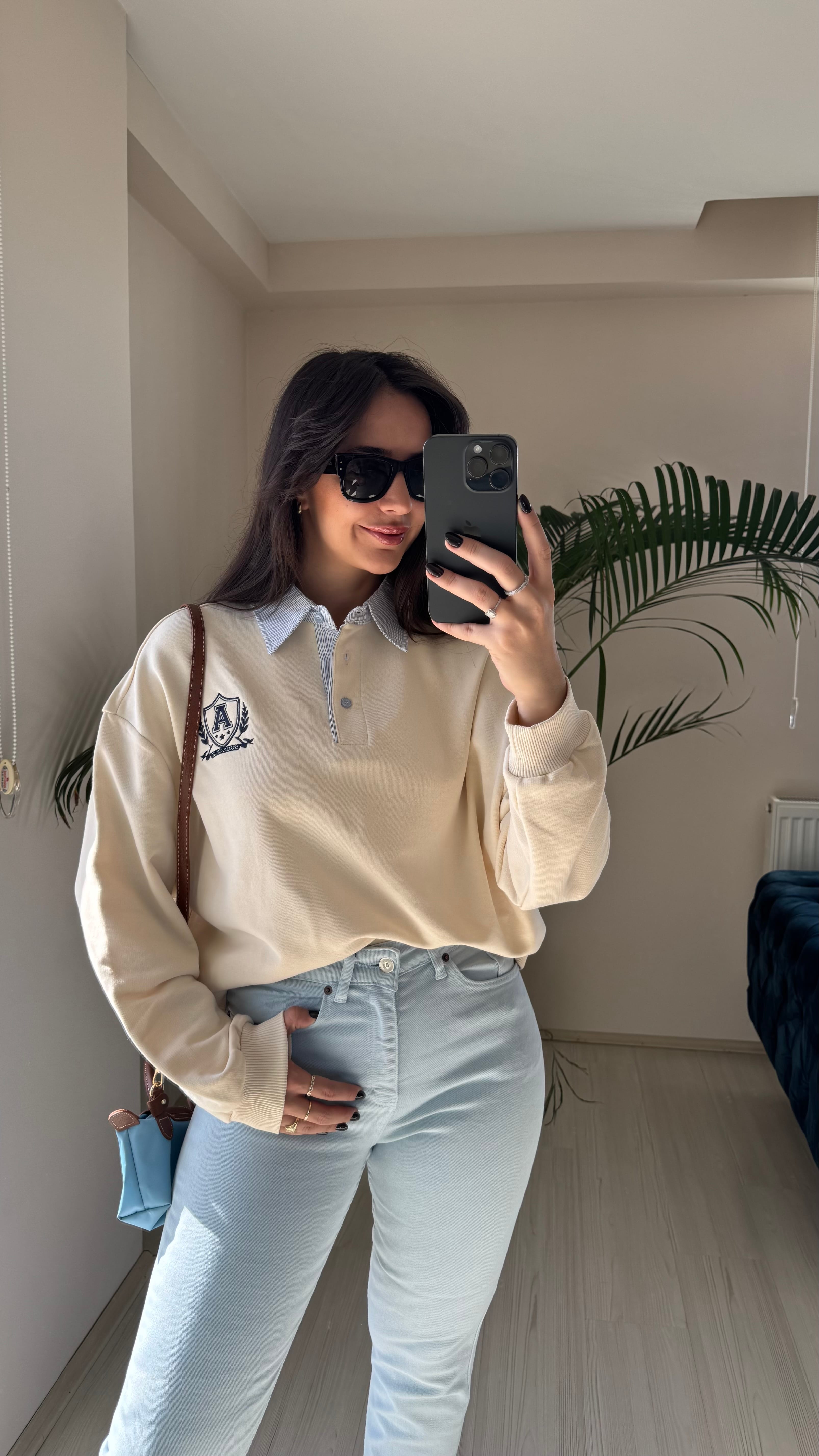 Bej Sweat Polo Yaka