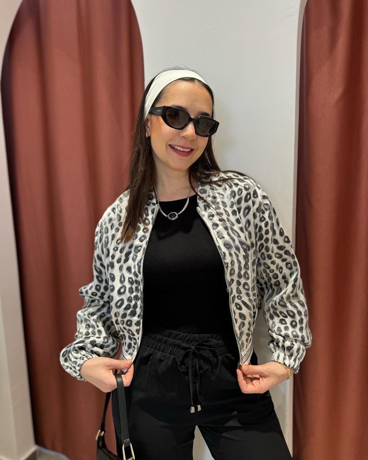 Ceket Siyah Beyaz Leopar Detaylı image