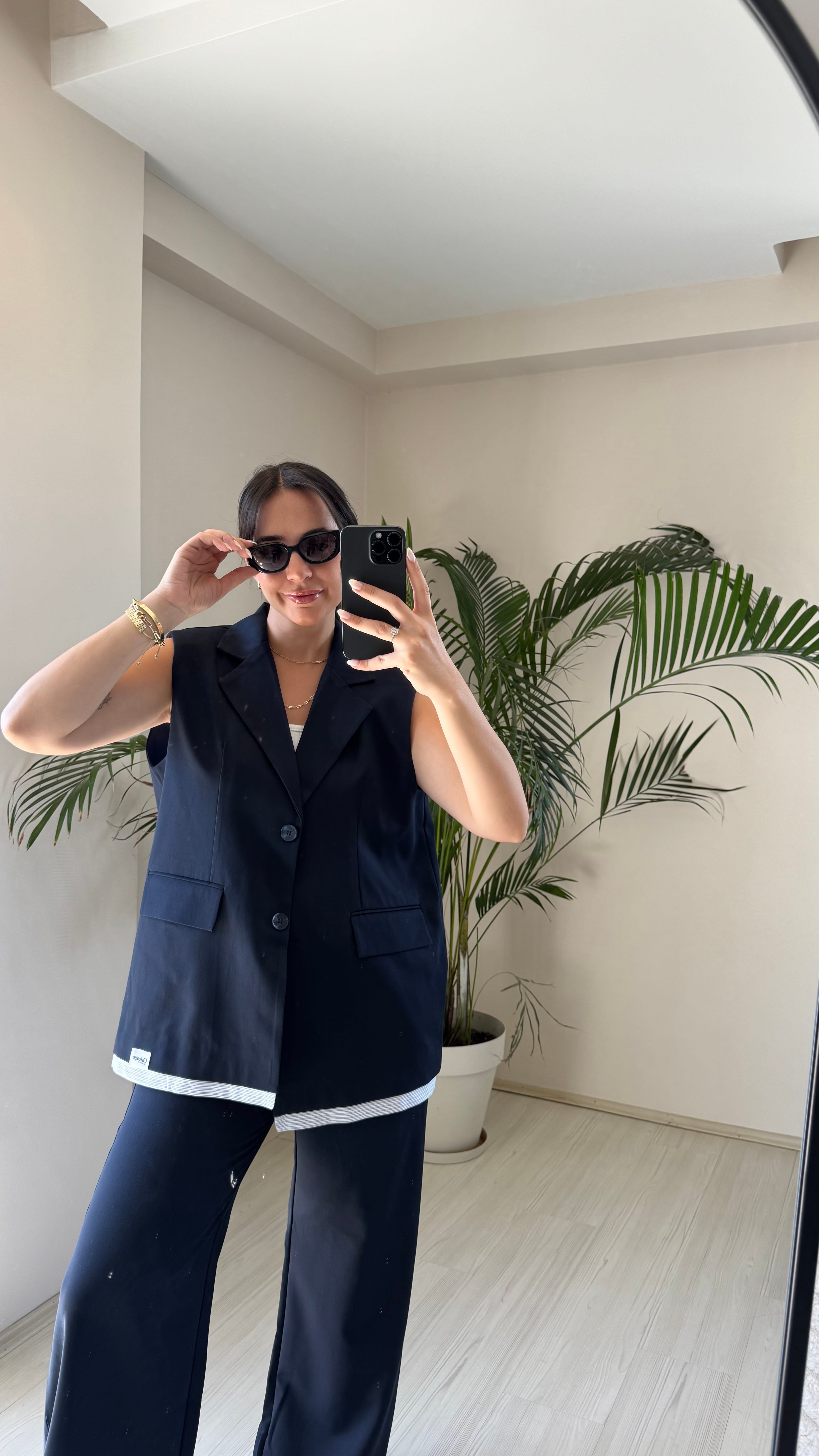 Lacivert Yelek Oversize