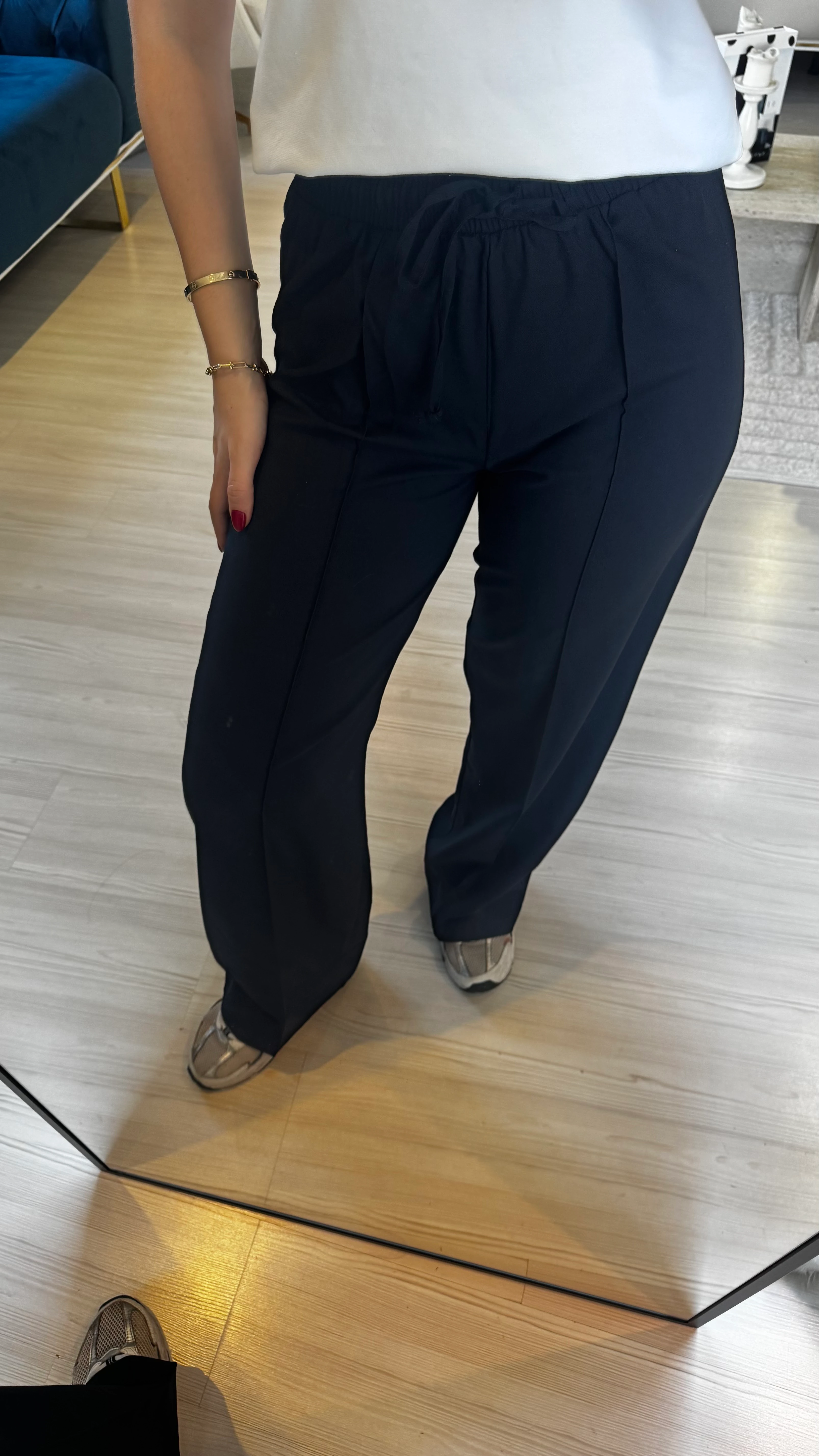 Lacivert Beli Lastikli Pantolon