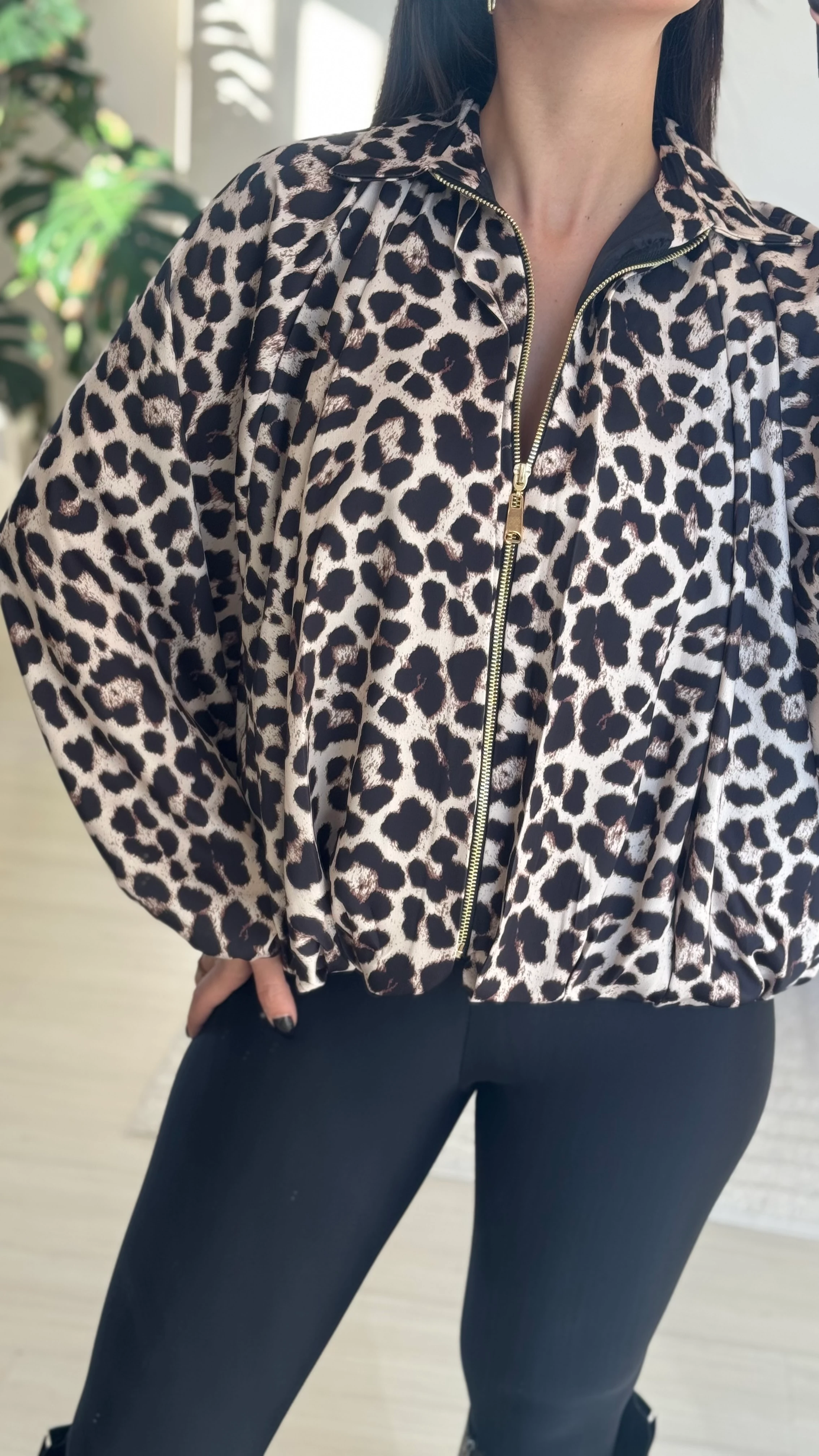 Leopar Bamber Saten Ceket