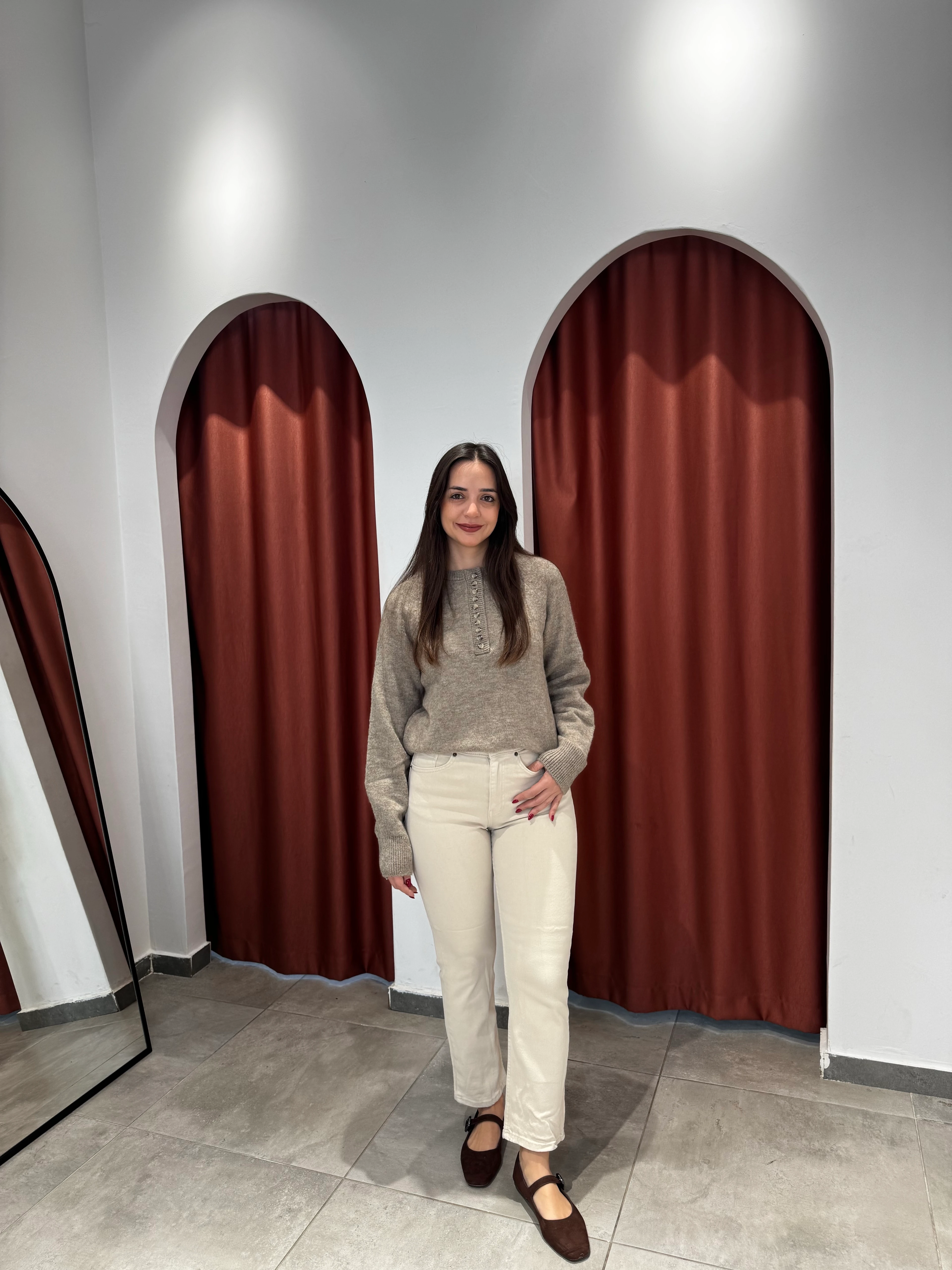 Düğmeli Vizon Kazak image