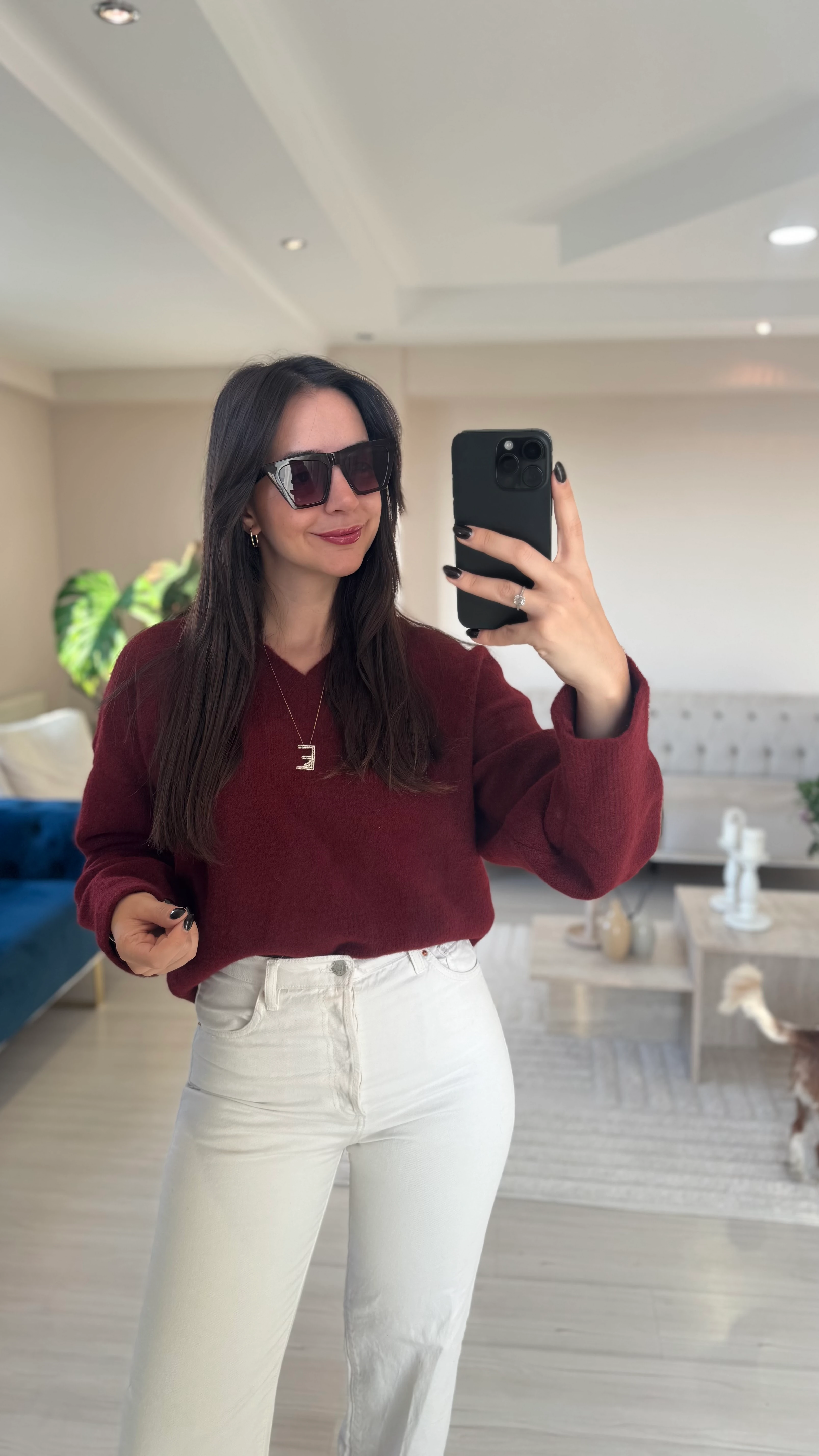 Yumuşak Dokulu Bordo Kazak