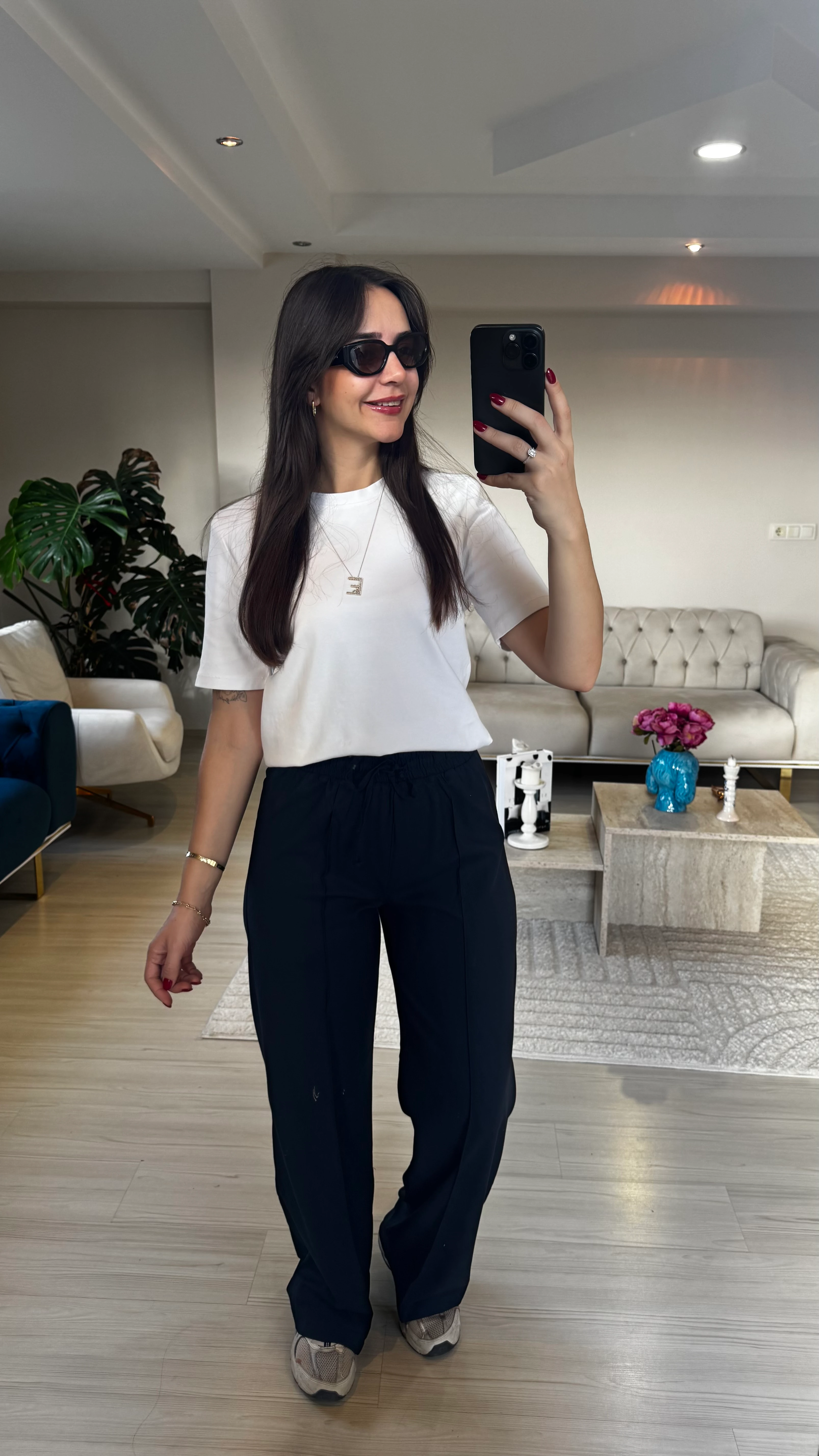 Lacivert Beli Lastikli Pantolon