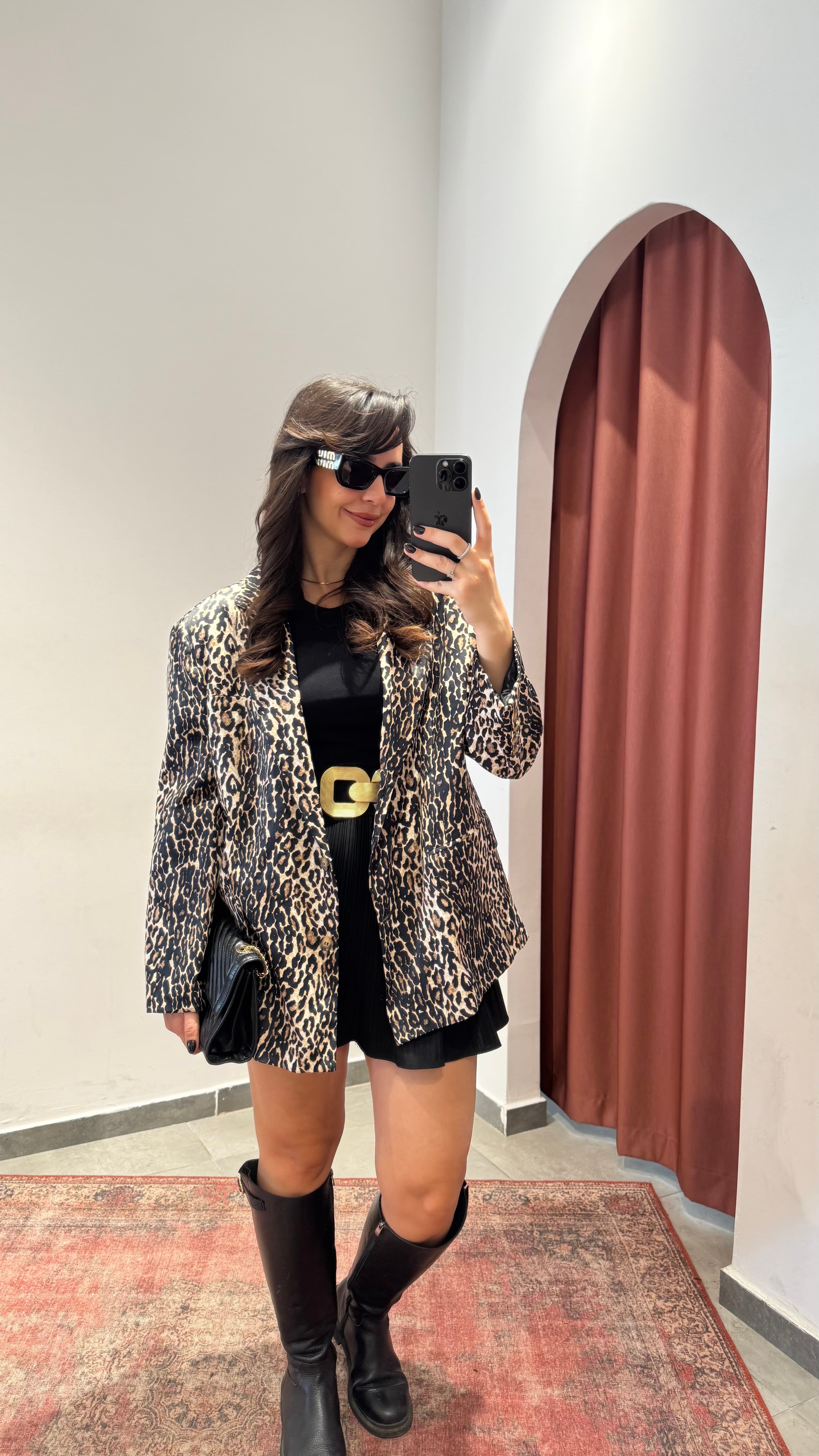 Saten Leopar Ceket