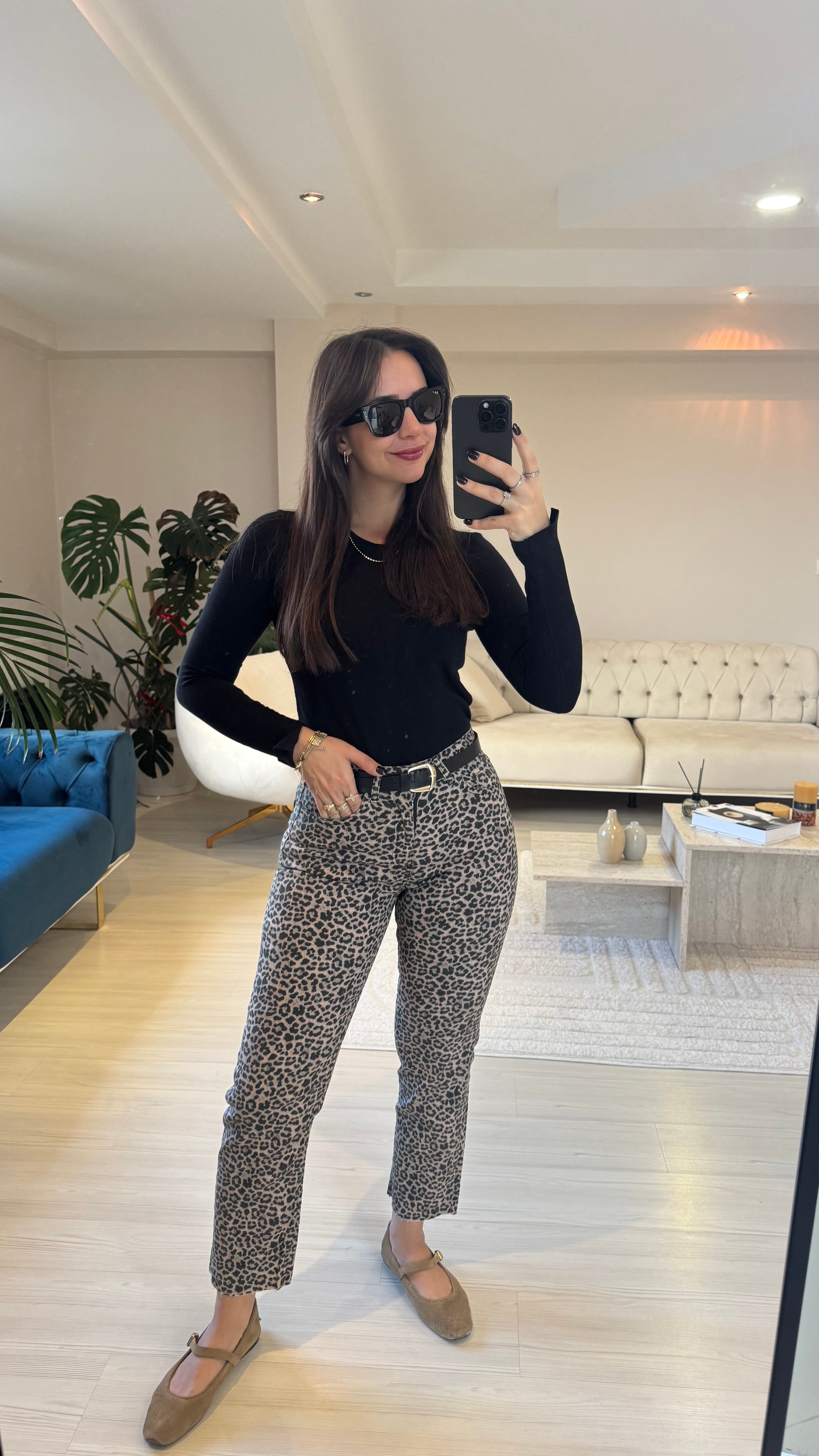 Leopar Desen Boyfit Jean main variant image