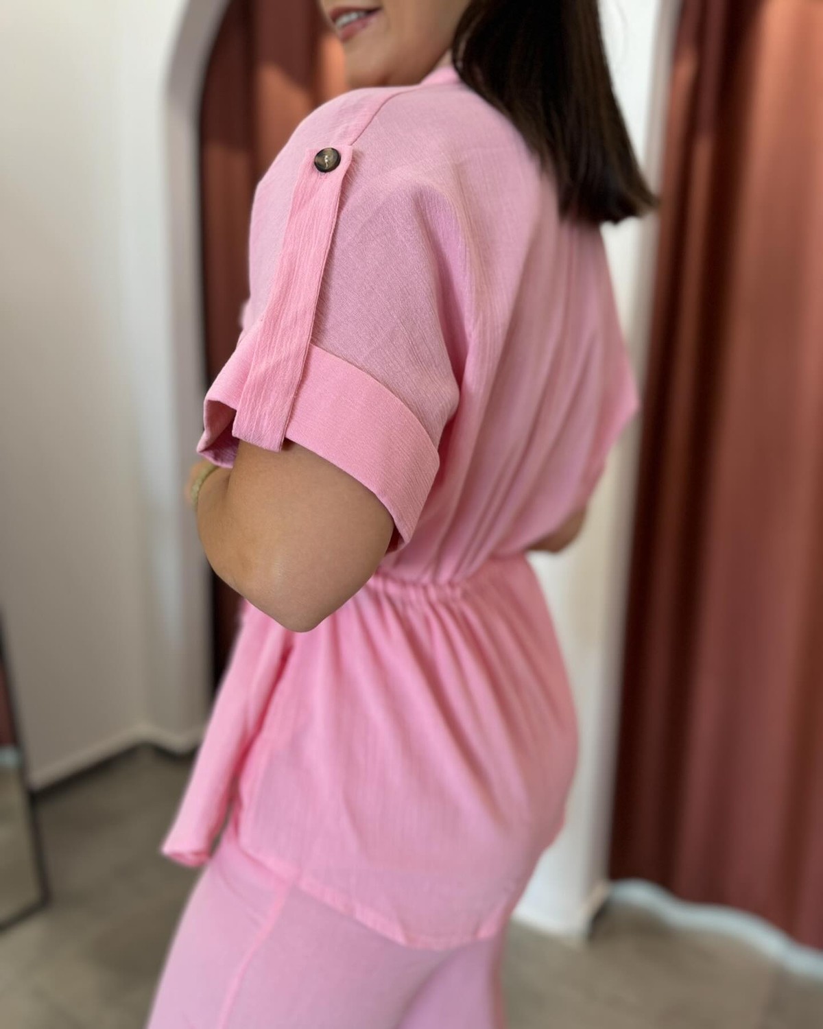 Gömlek Pembe Krınkıl Kumaş