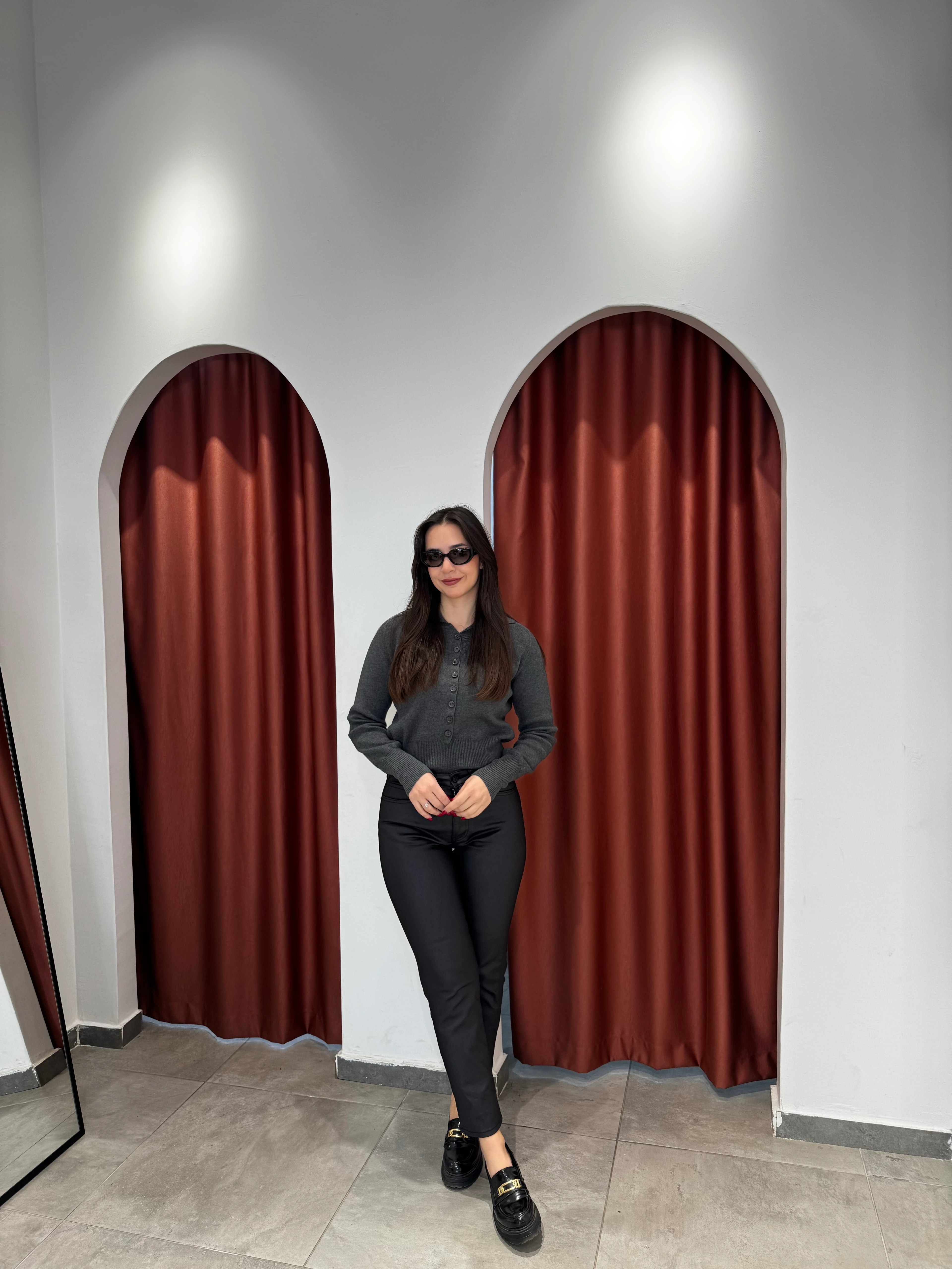 Polo Yaka Füme Kazak