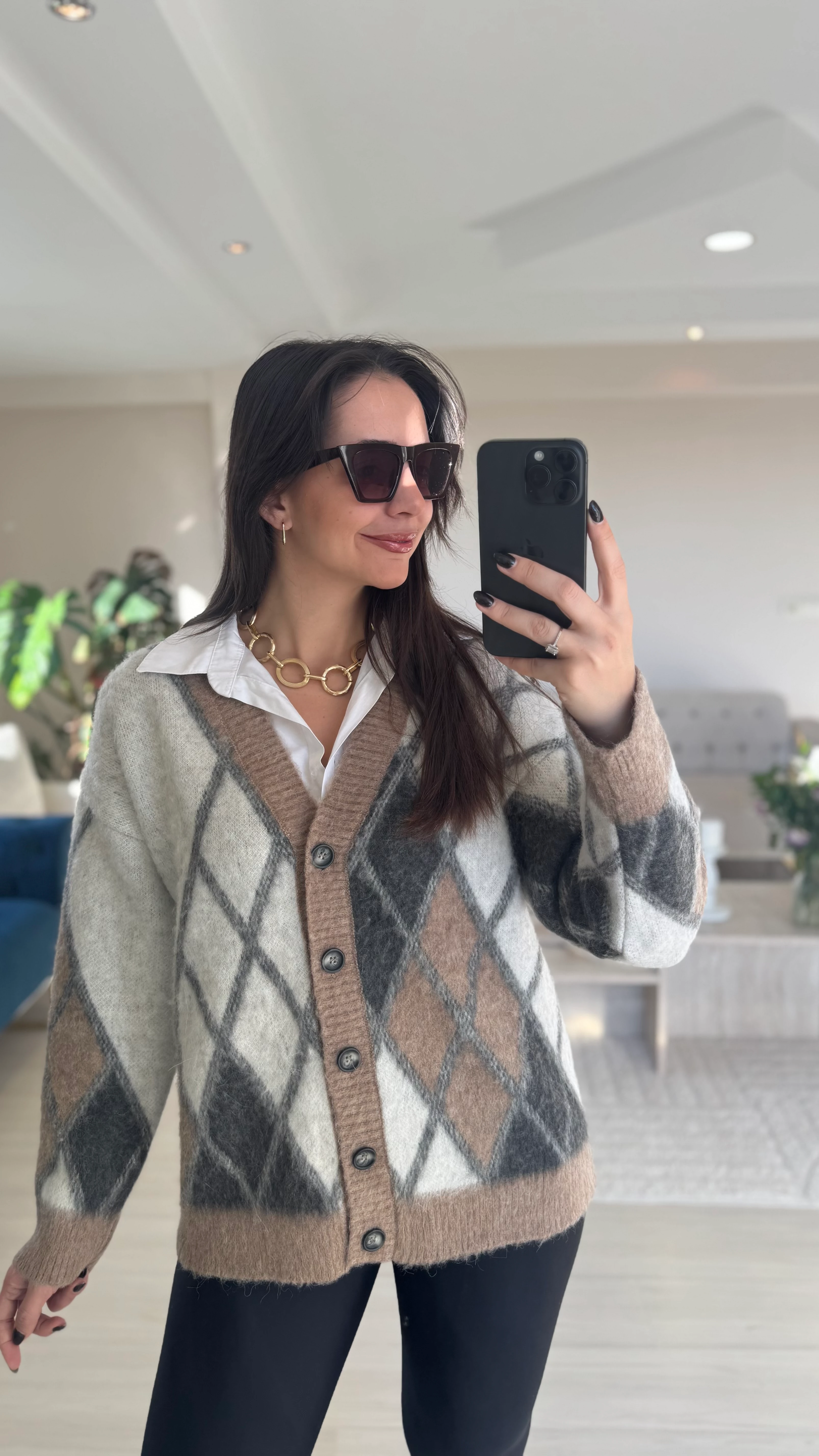 Baklava Desen Vizon Hırka