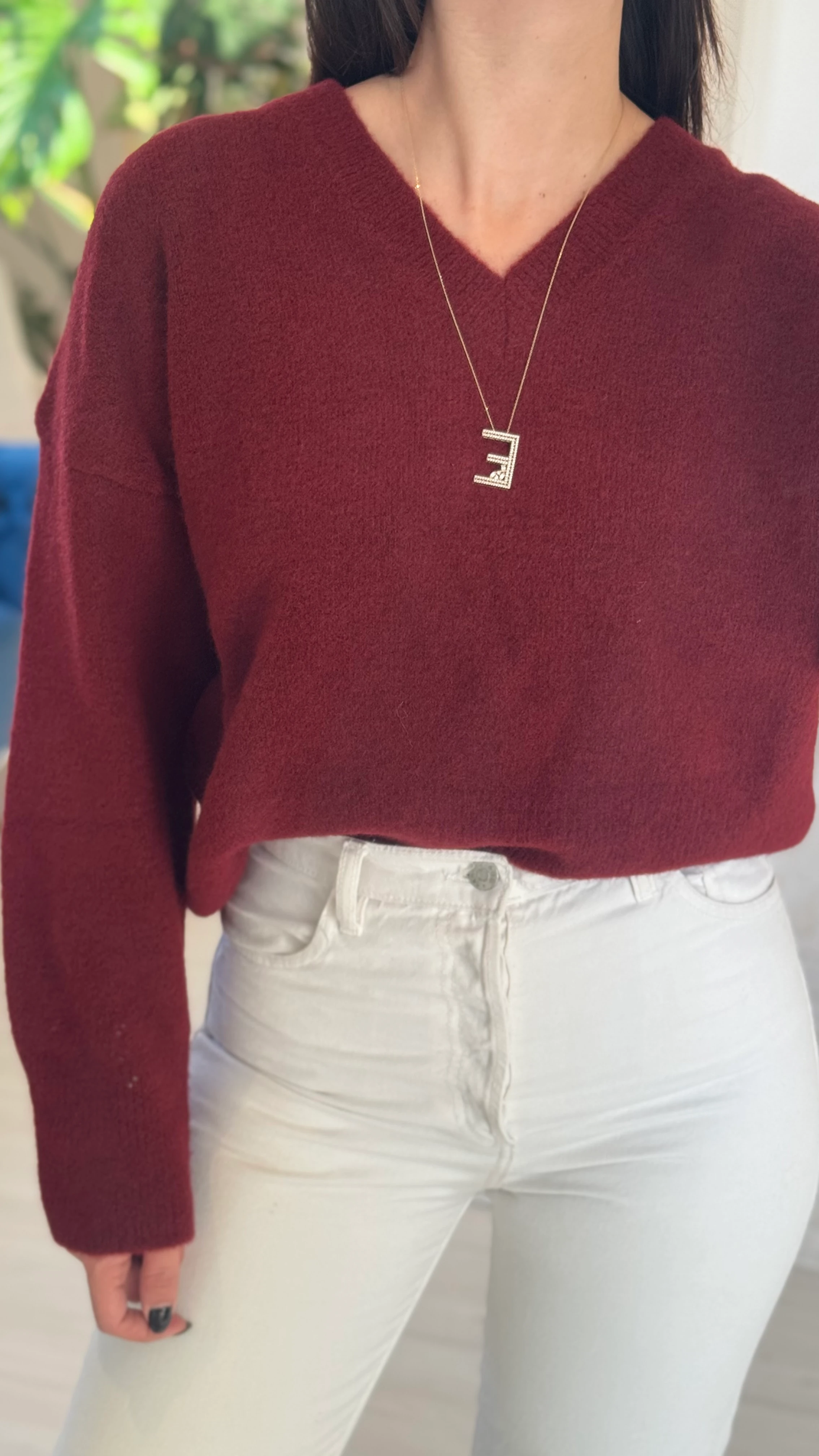 Yumuşak Dokulu Bordo Kazak