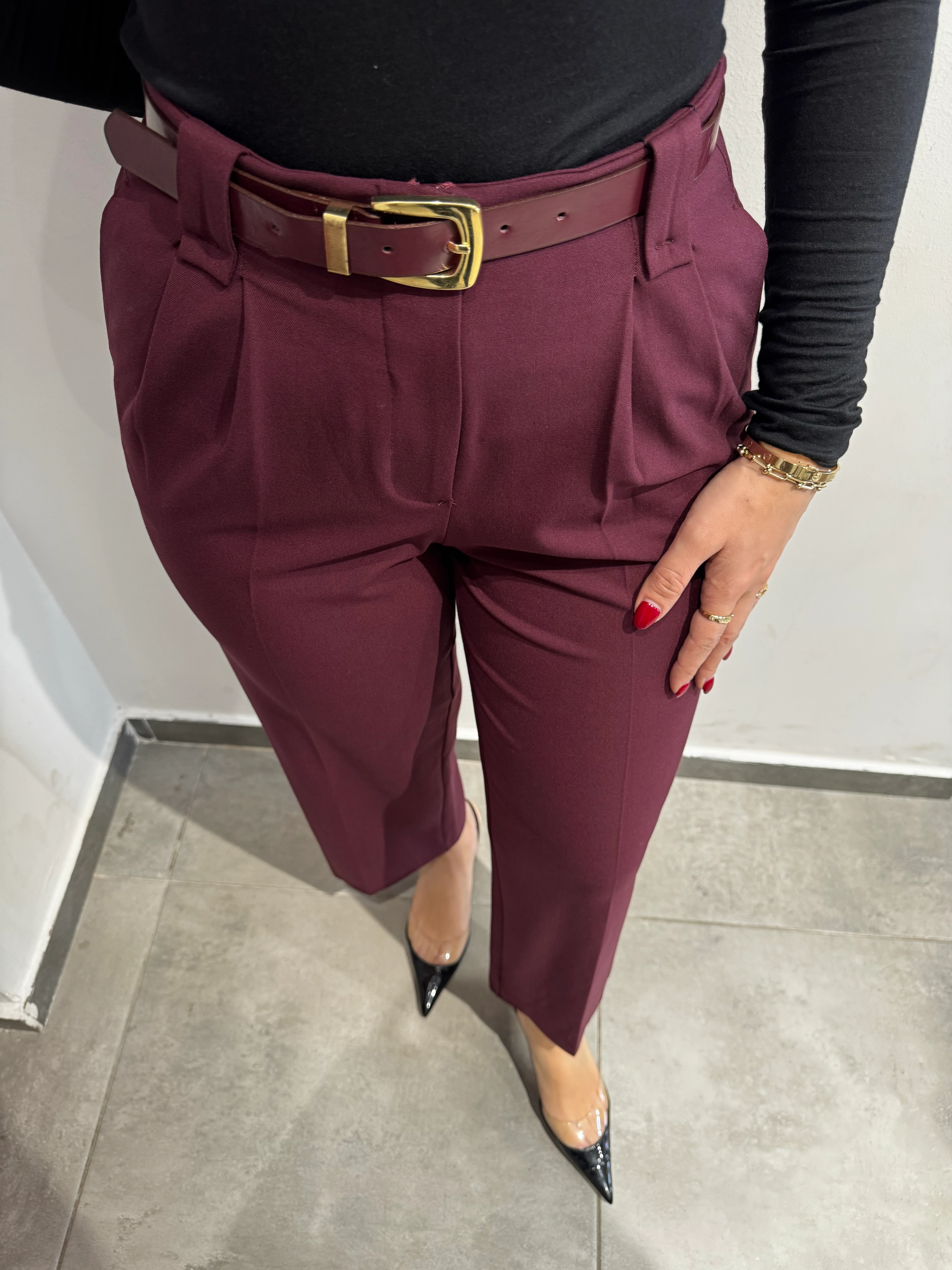 Bordo Cep Kapaklı Pantolon