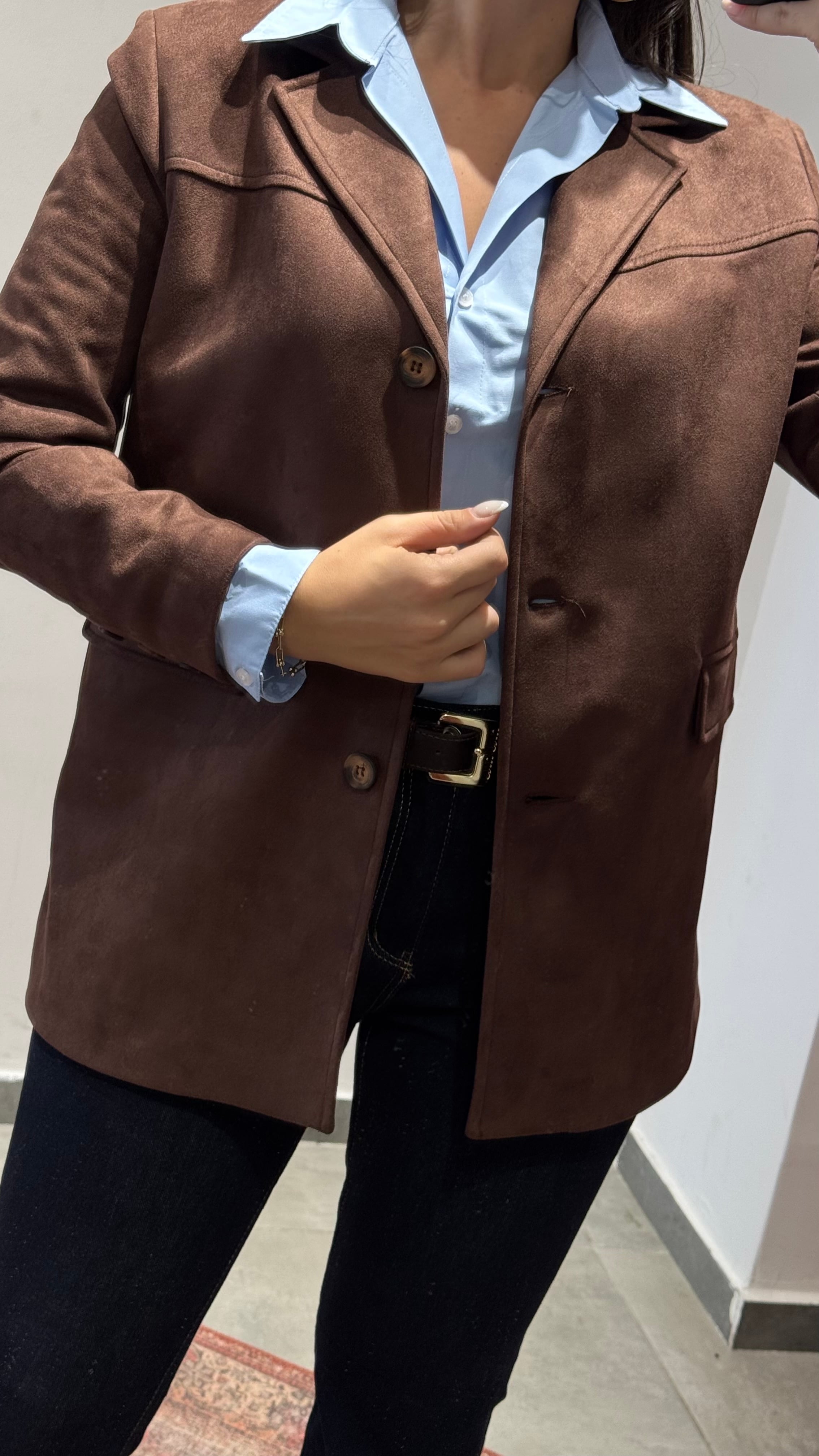 Koyu Kahve Süet Ceket