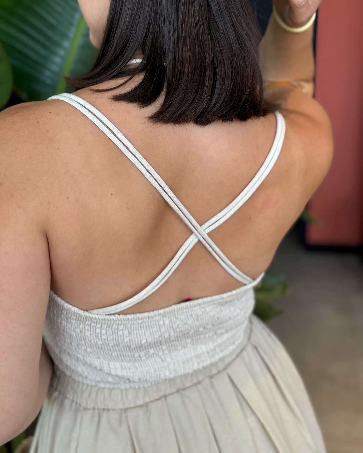 Keten Natur Desenli Crop