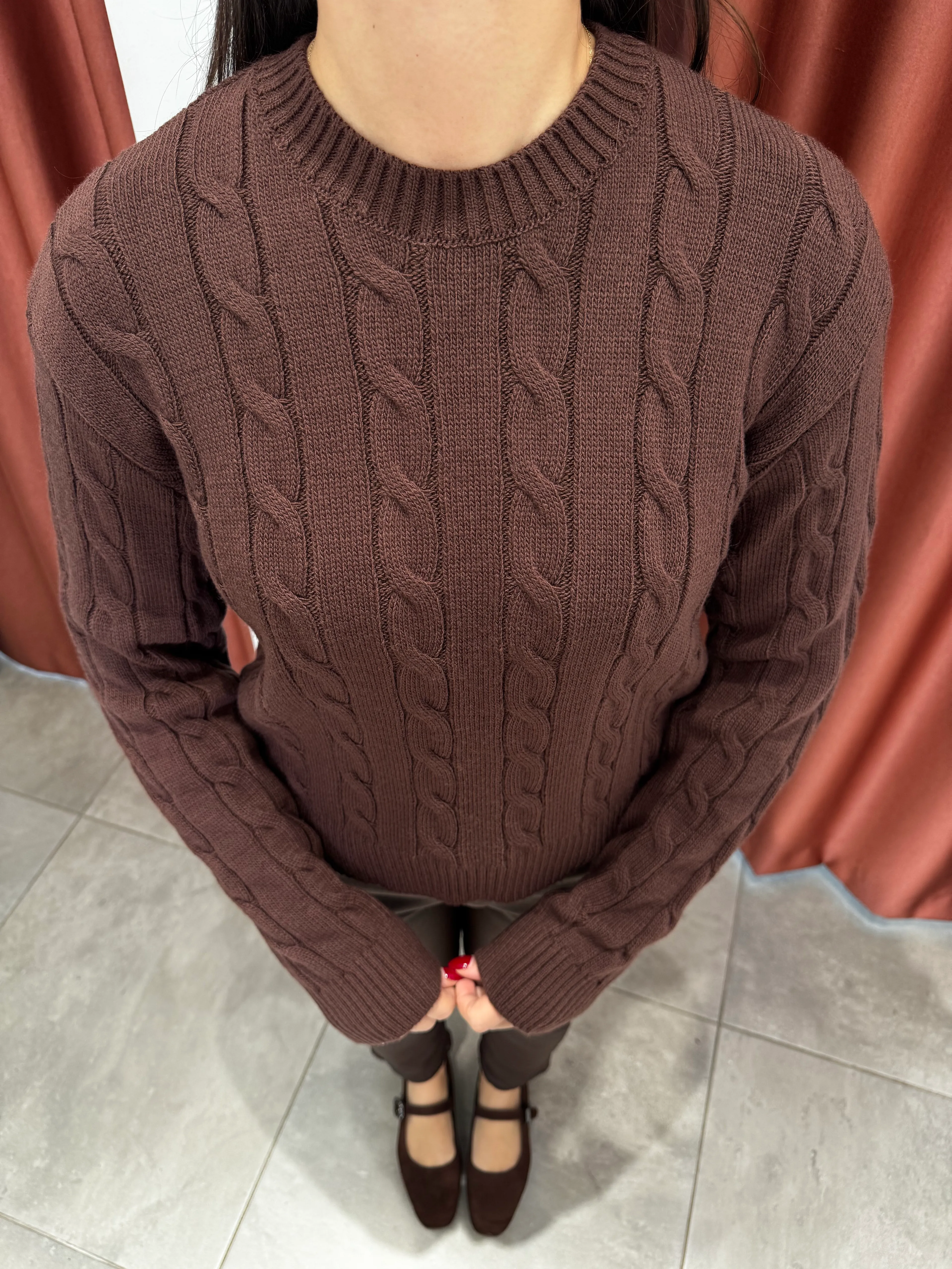 Cherry Saç Örgülü Kazak