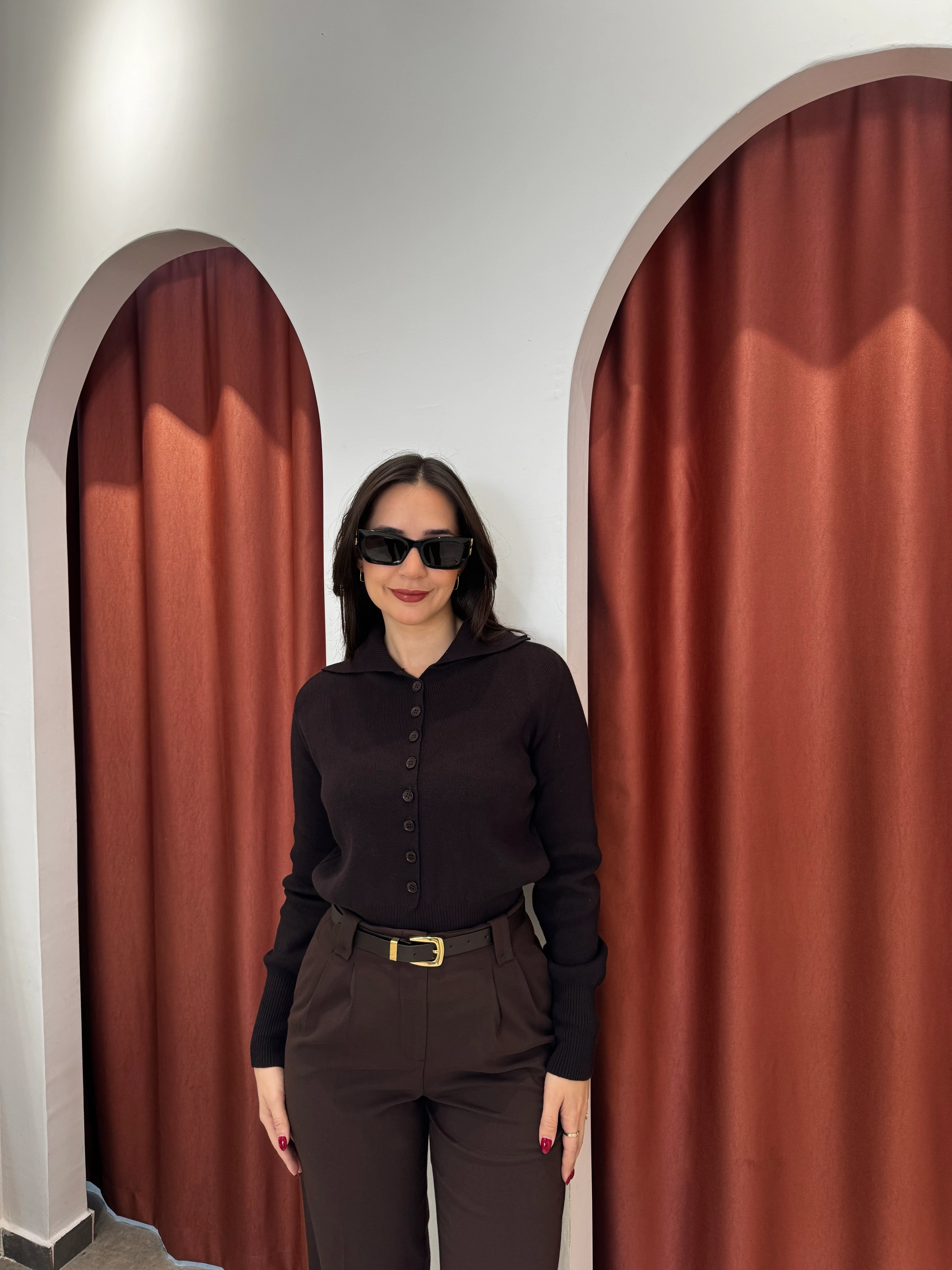 Polo Yaka Kahve Kazak