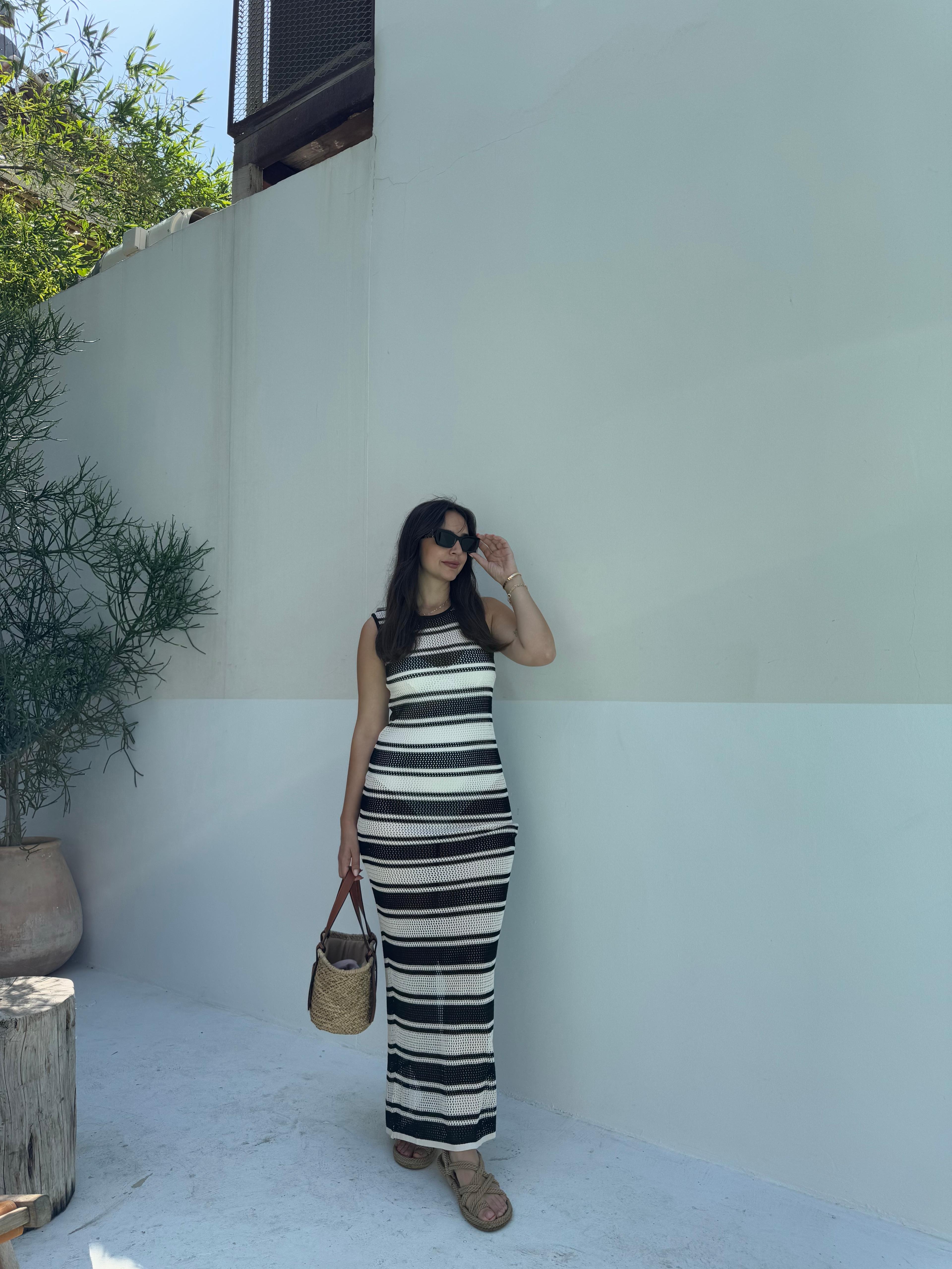 Beach Çizgili Uzun Elbise