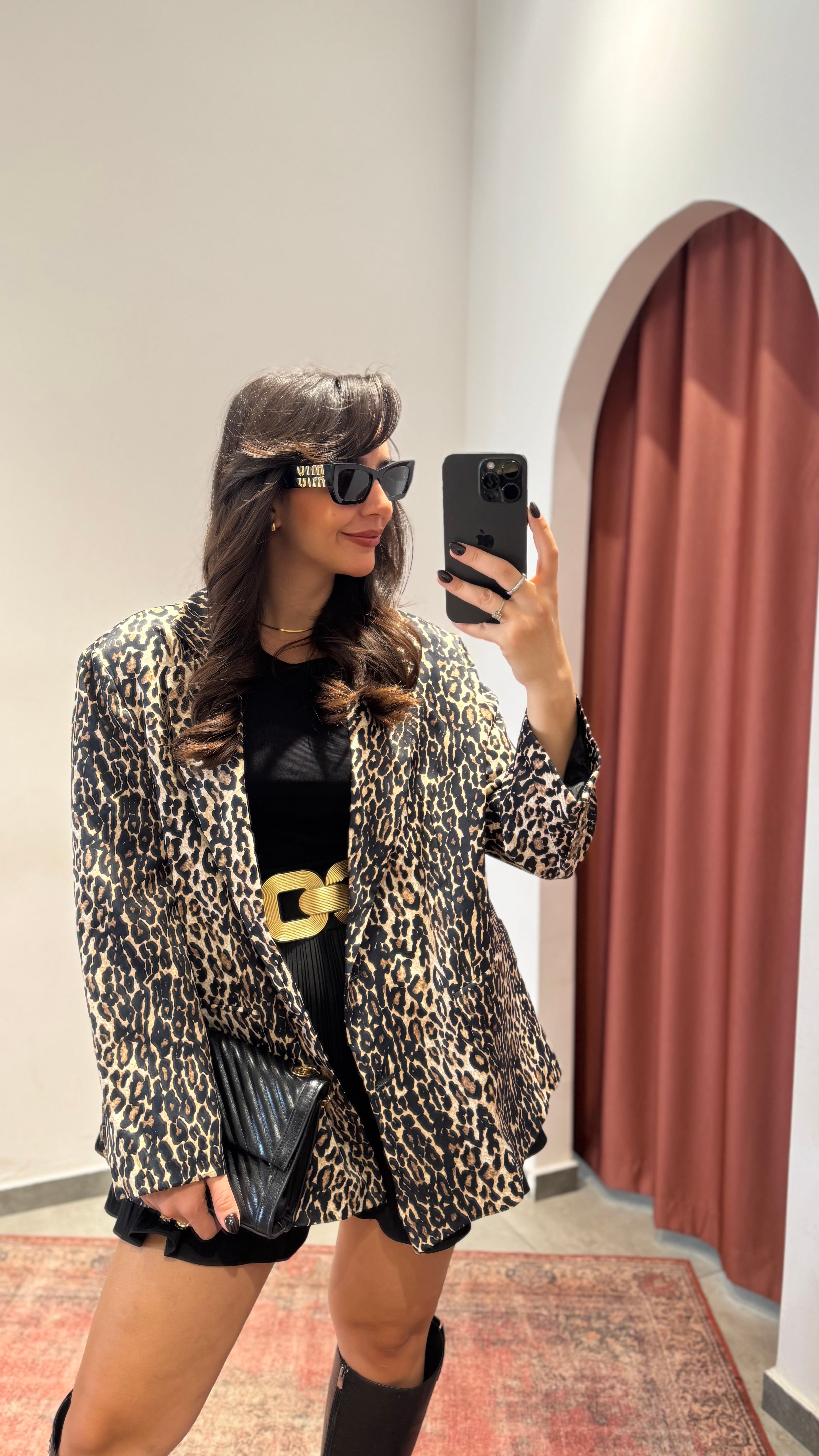 Saten Leopar Ceket image