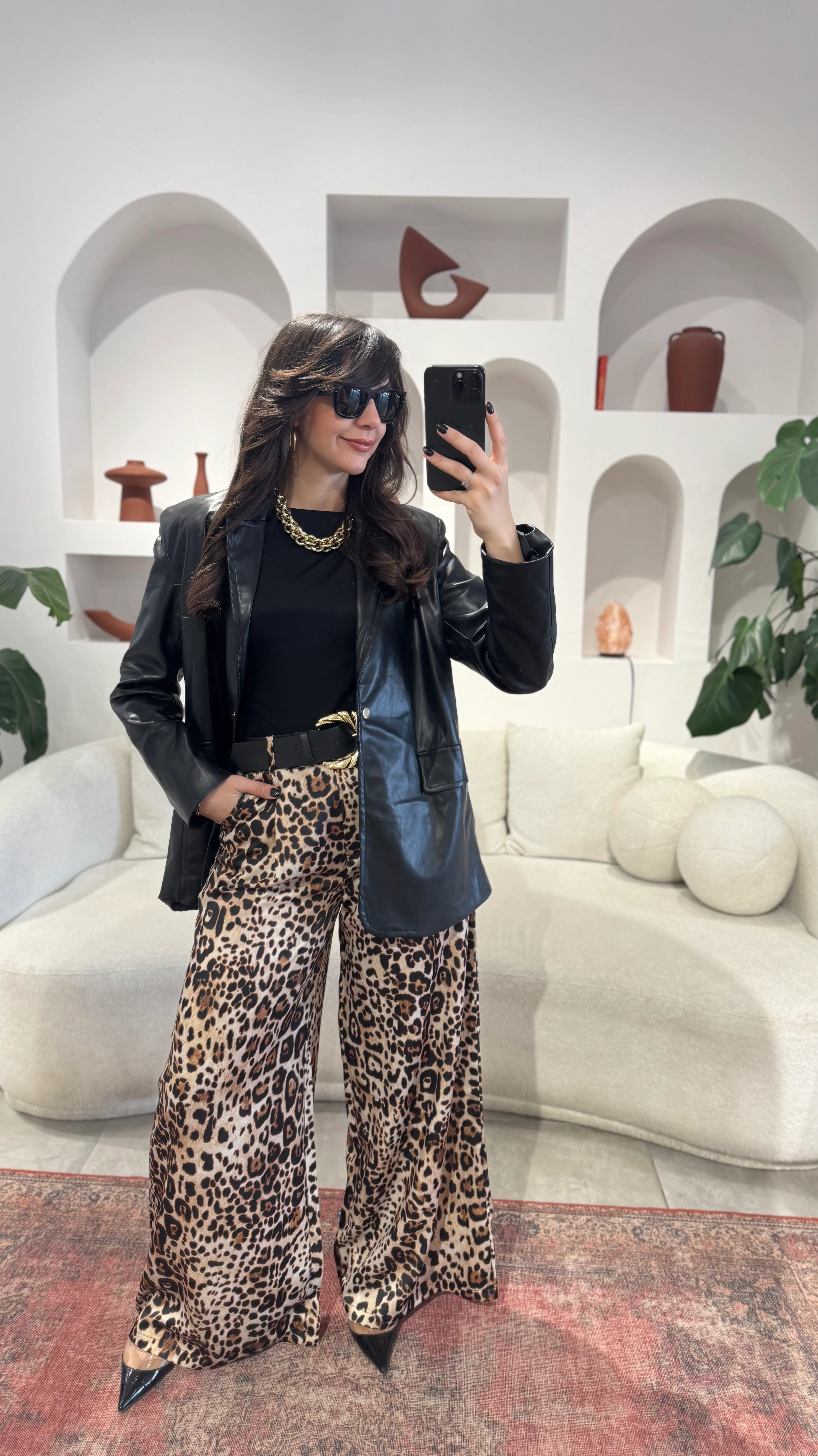 Kemerli Leopar Pantolon