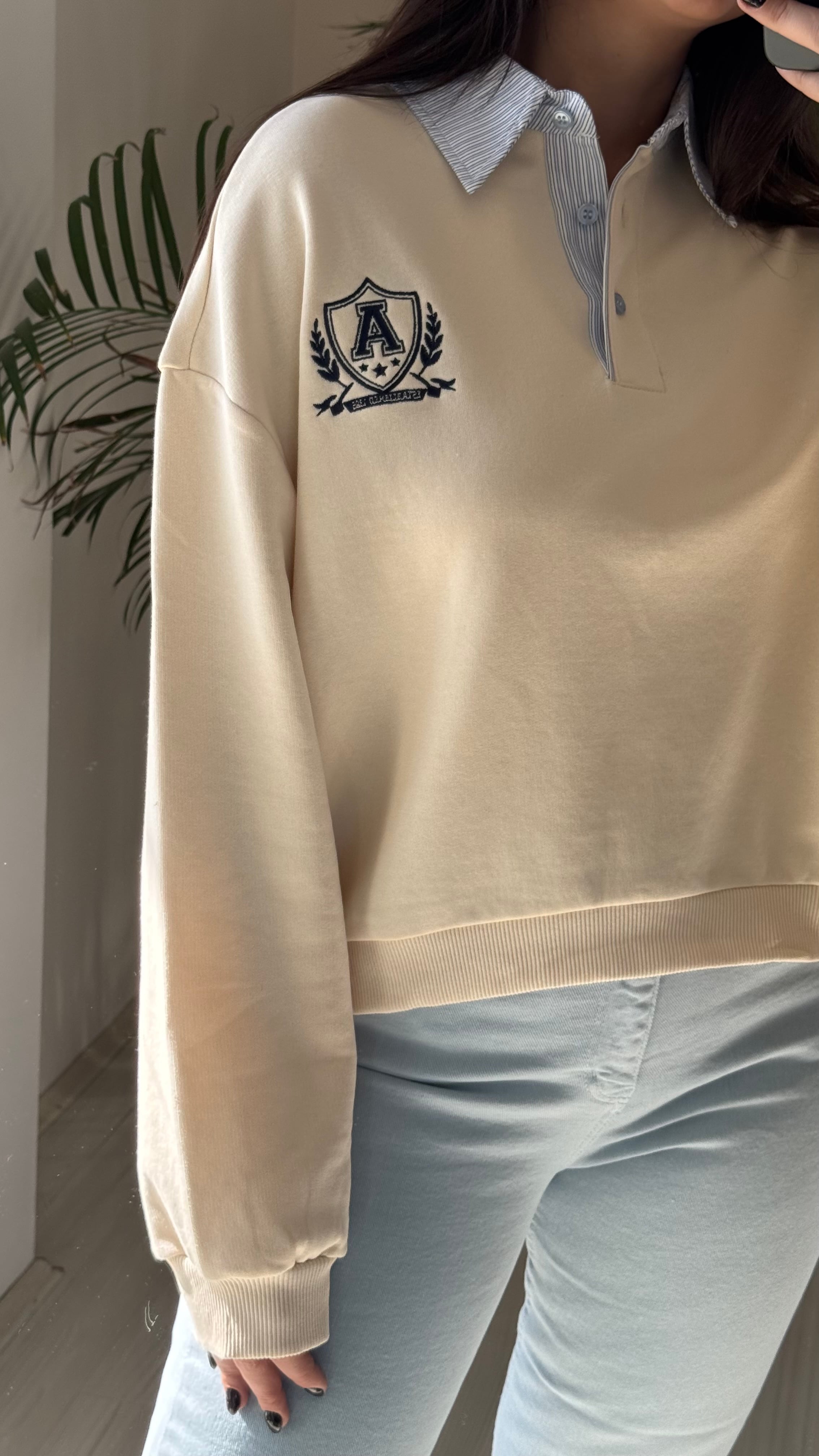 Bej Sweat Polo Yaka