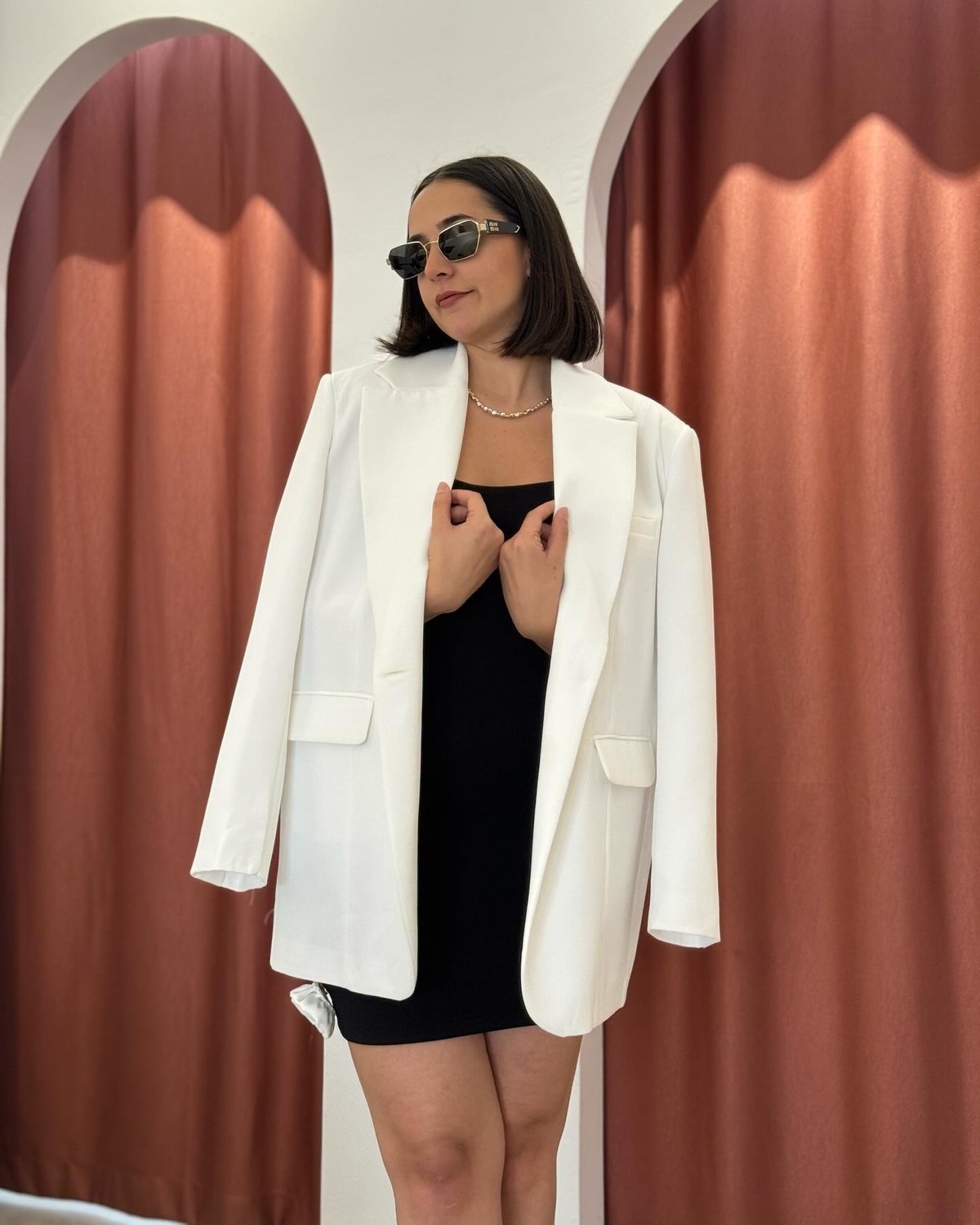 Blazer Beyaz Premium Kalite Oversize