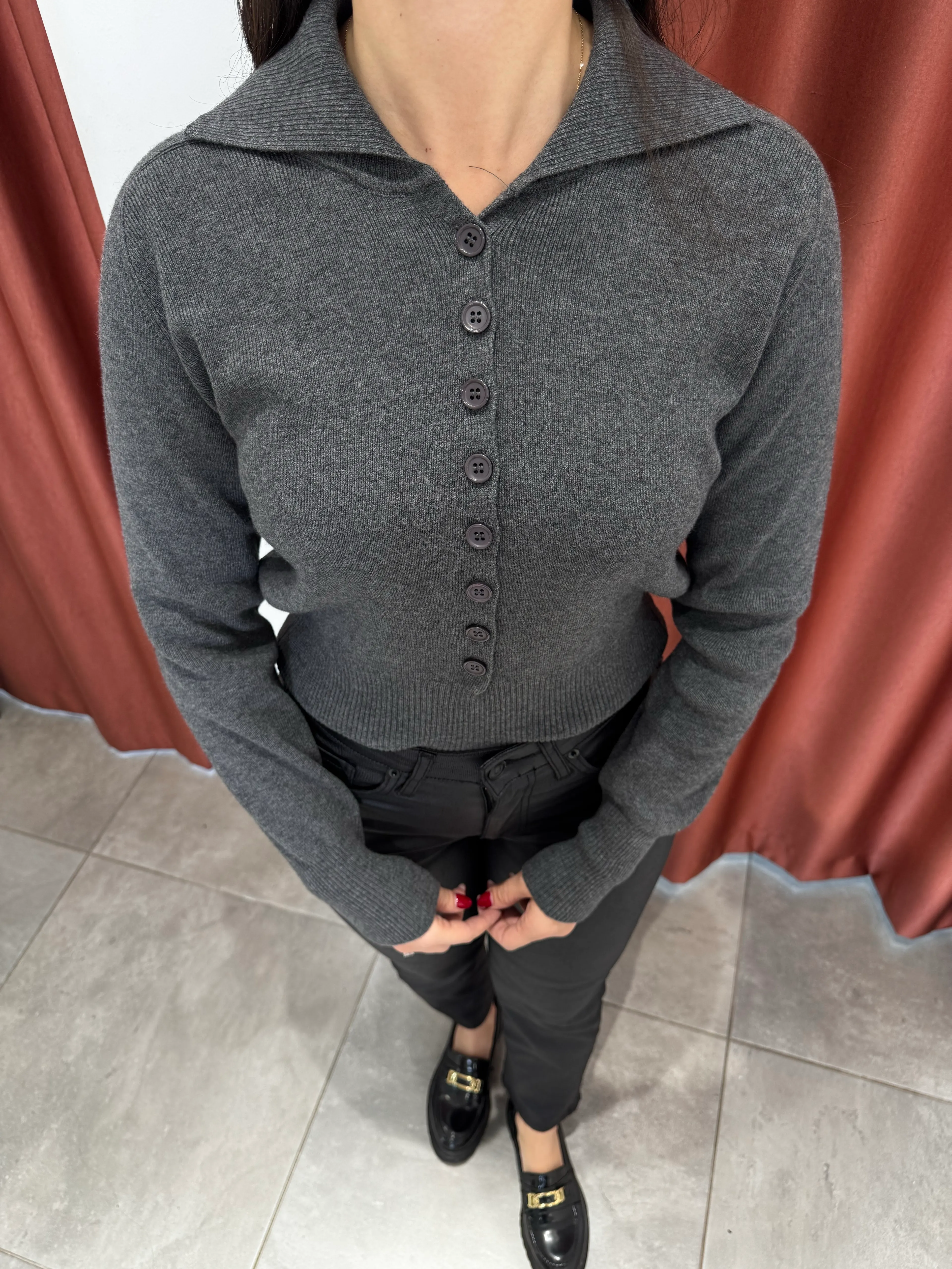 Polo Yaka Füme Kazak