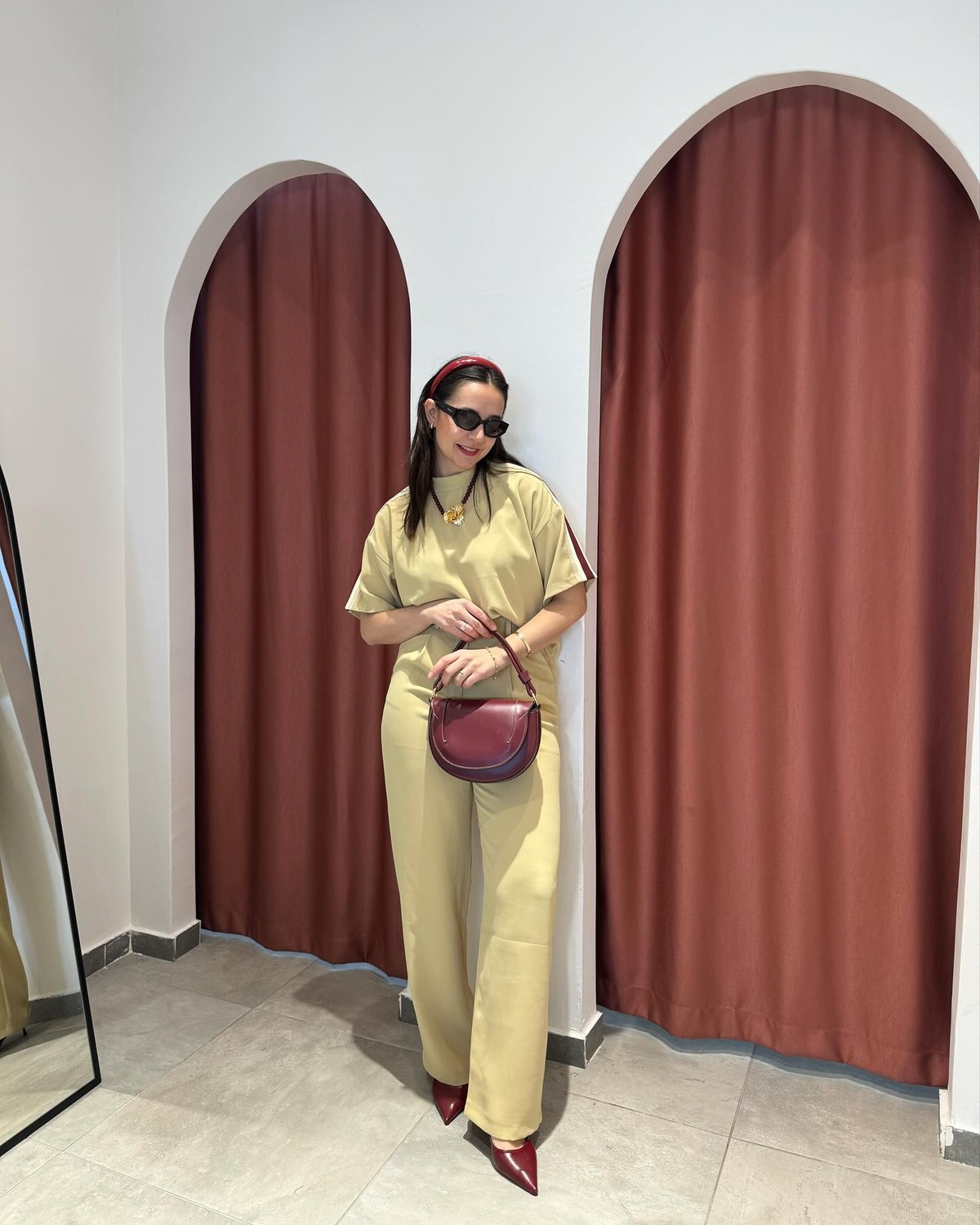 Tişört Kısa Bordo Şeritli