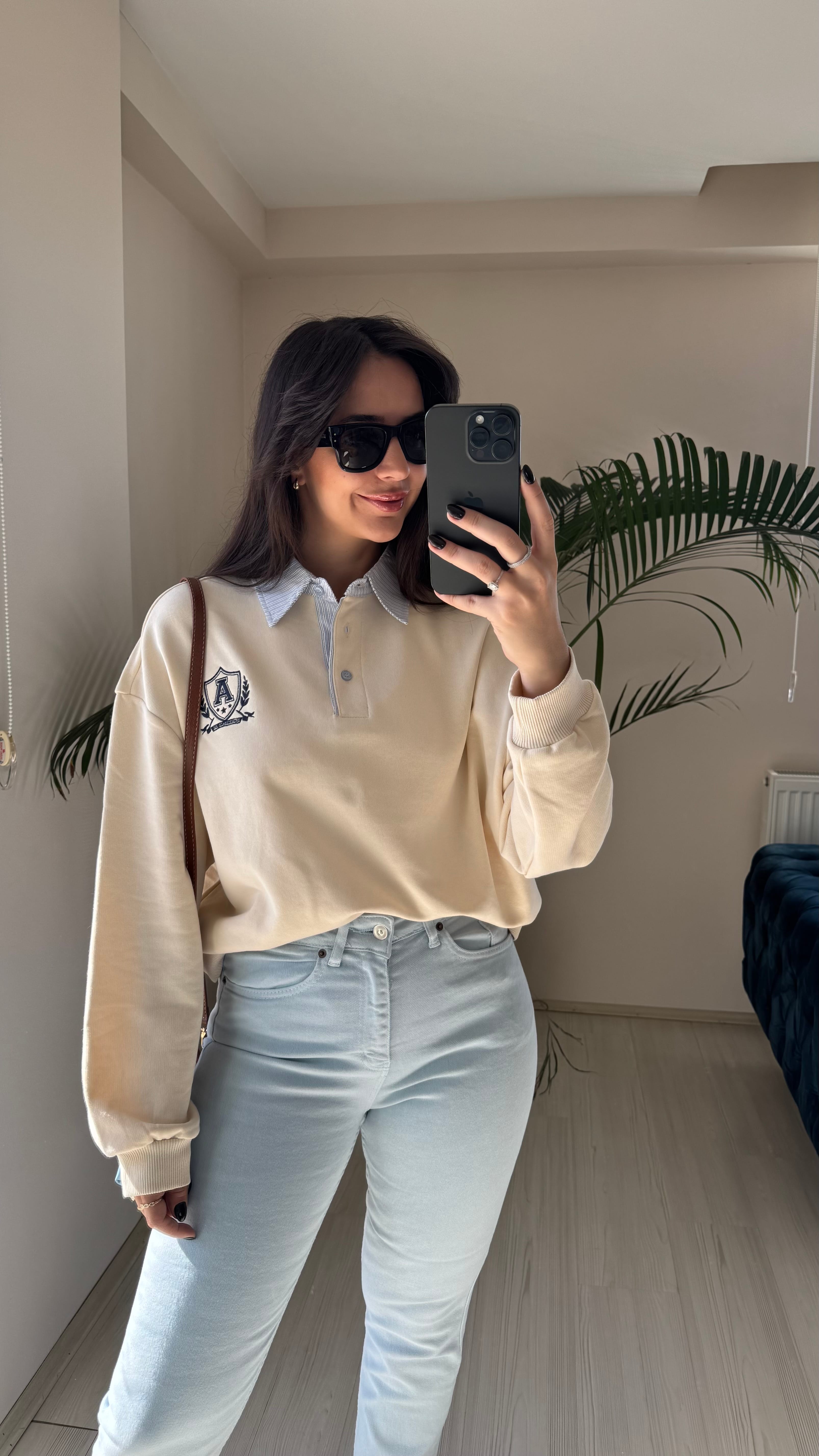 Bej Sweat Polo Yaka image