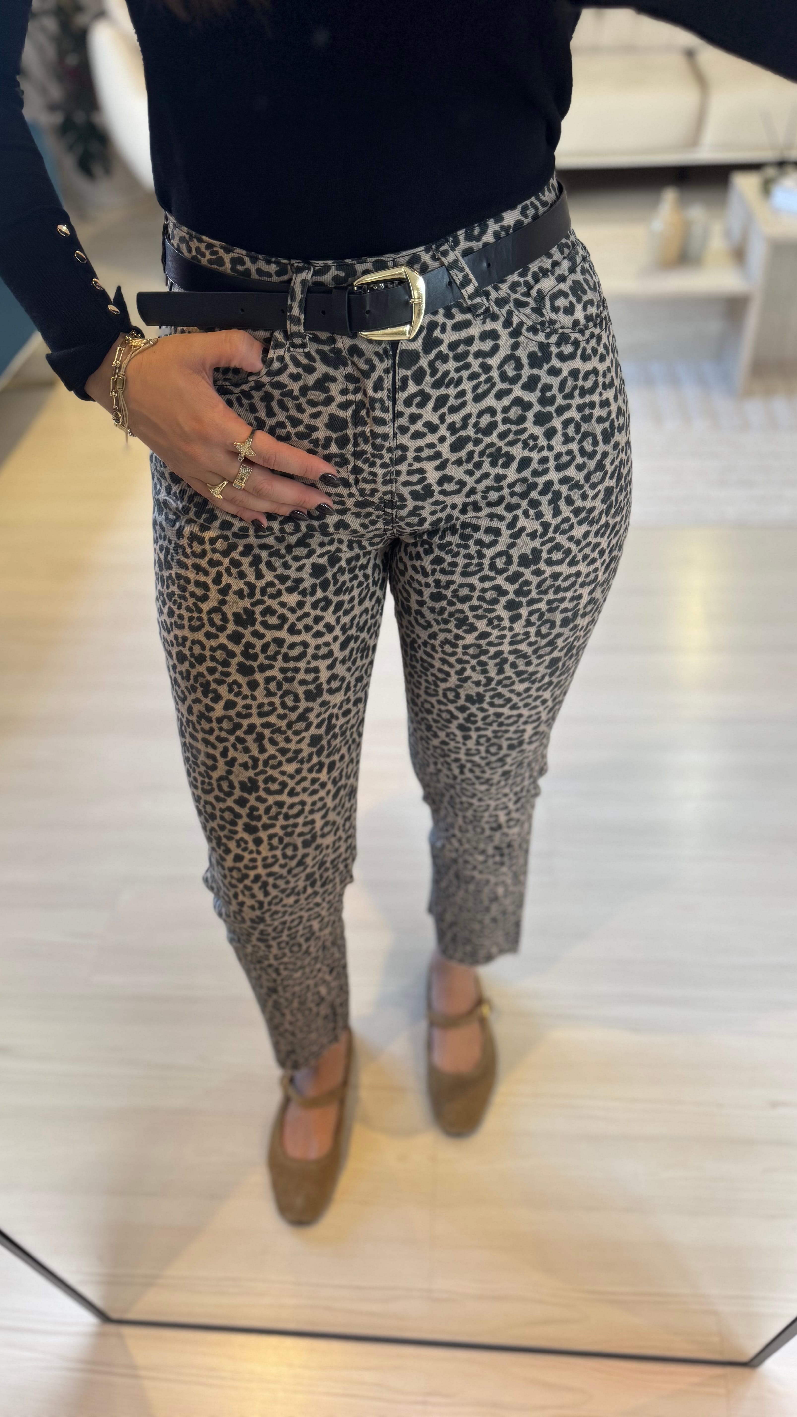 Leopar Desen Boyfit Jean