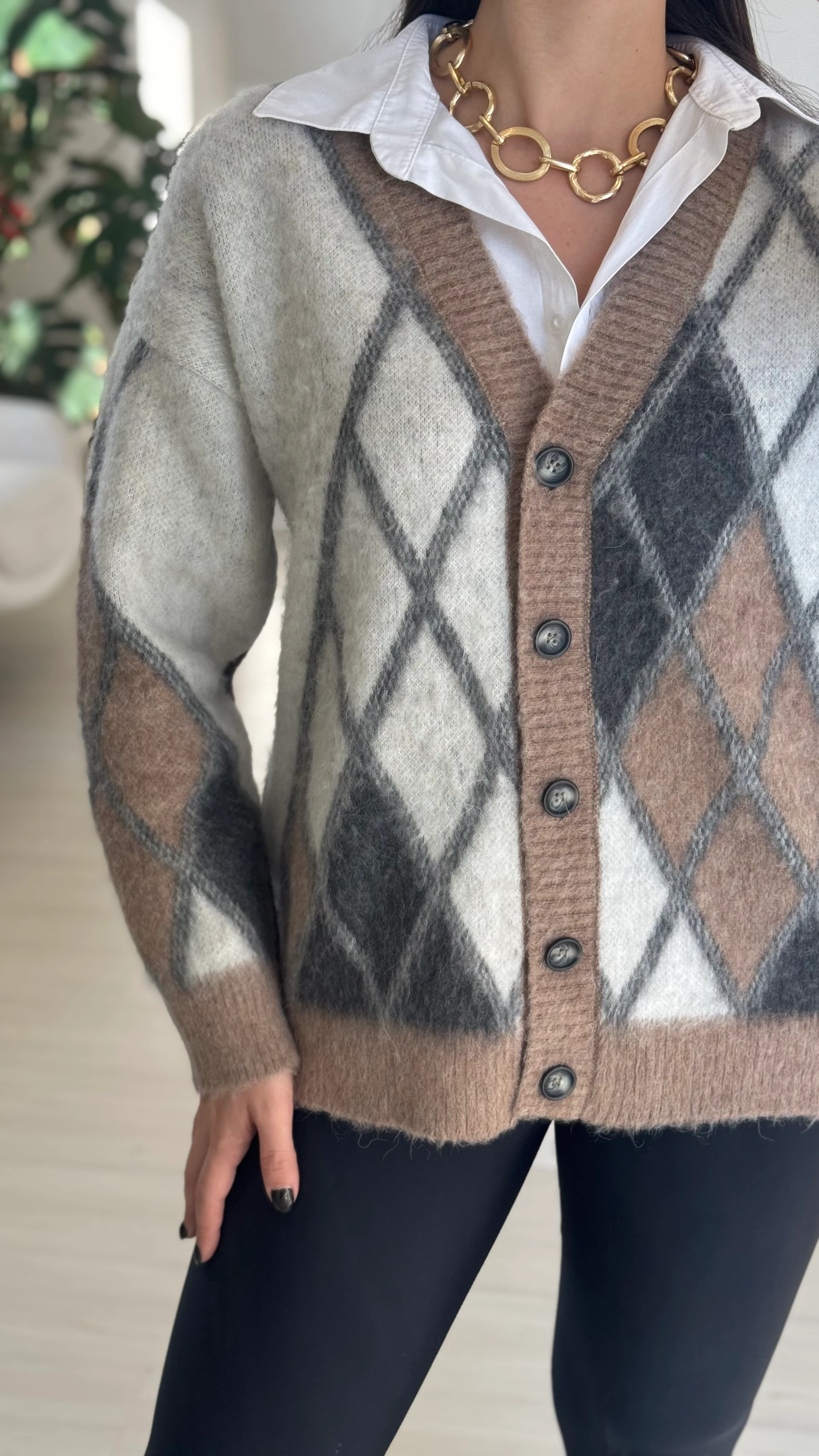 Baklava Desen Vizon Hırka